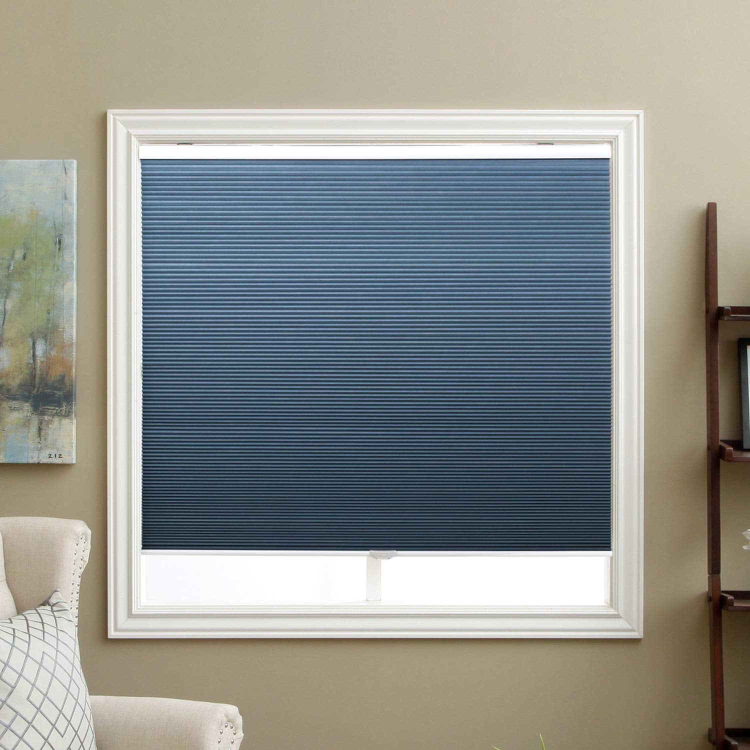 Blackout Cellular Shades, Cordless Honeycomb Blinds Fabric Window Shades, 48x64 inch, Ocean Blue(Blackout)