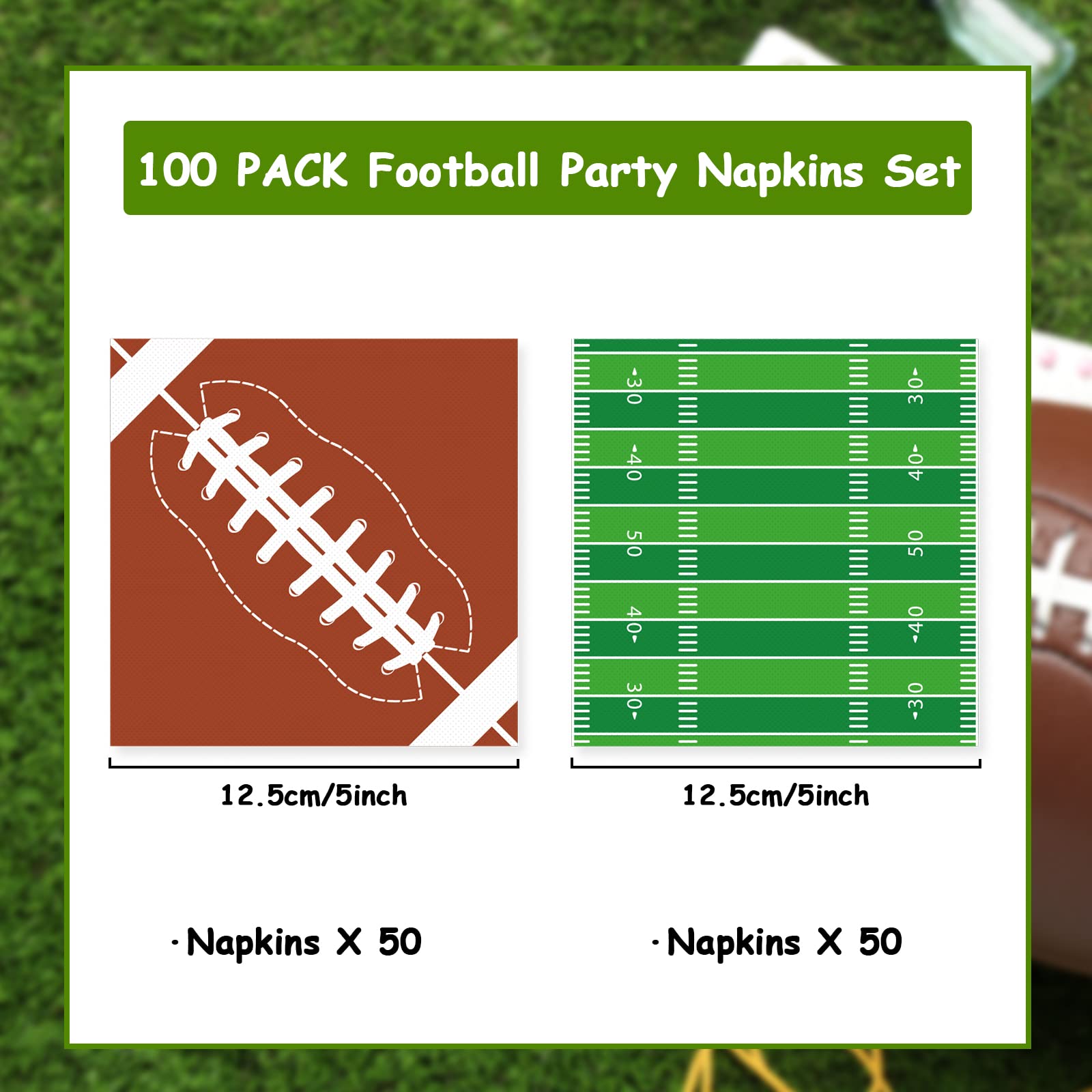 100Pcs Football Napkins Football Party Supplies Decorations Disposable Paper Napkins Set For Sport Football Frenzy Game Time Tai