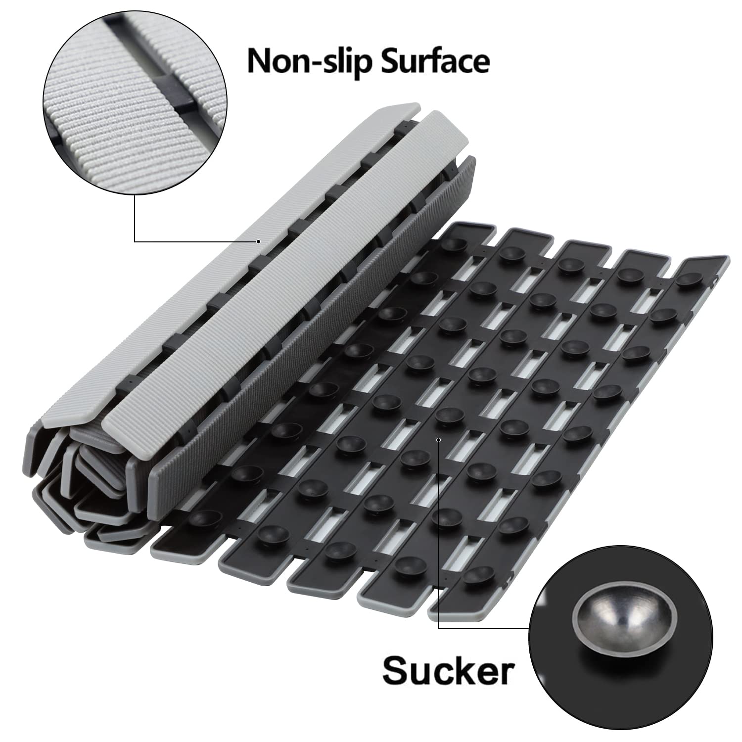 Bemiso Shower Mat Non Slip Bathtub Mat With Suction Cups And Drain Holes 27.5 X15.7 Inch Bath Mat For Tub & Shower.Easy Dry,Easy