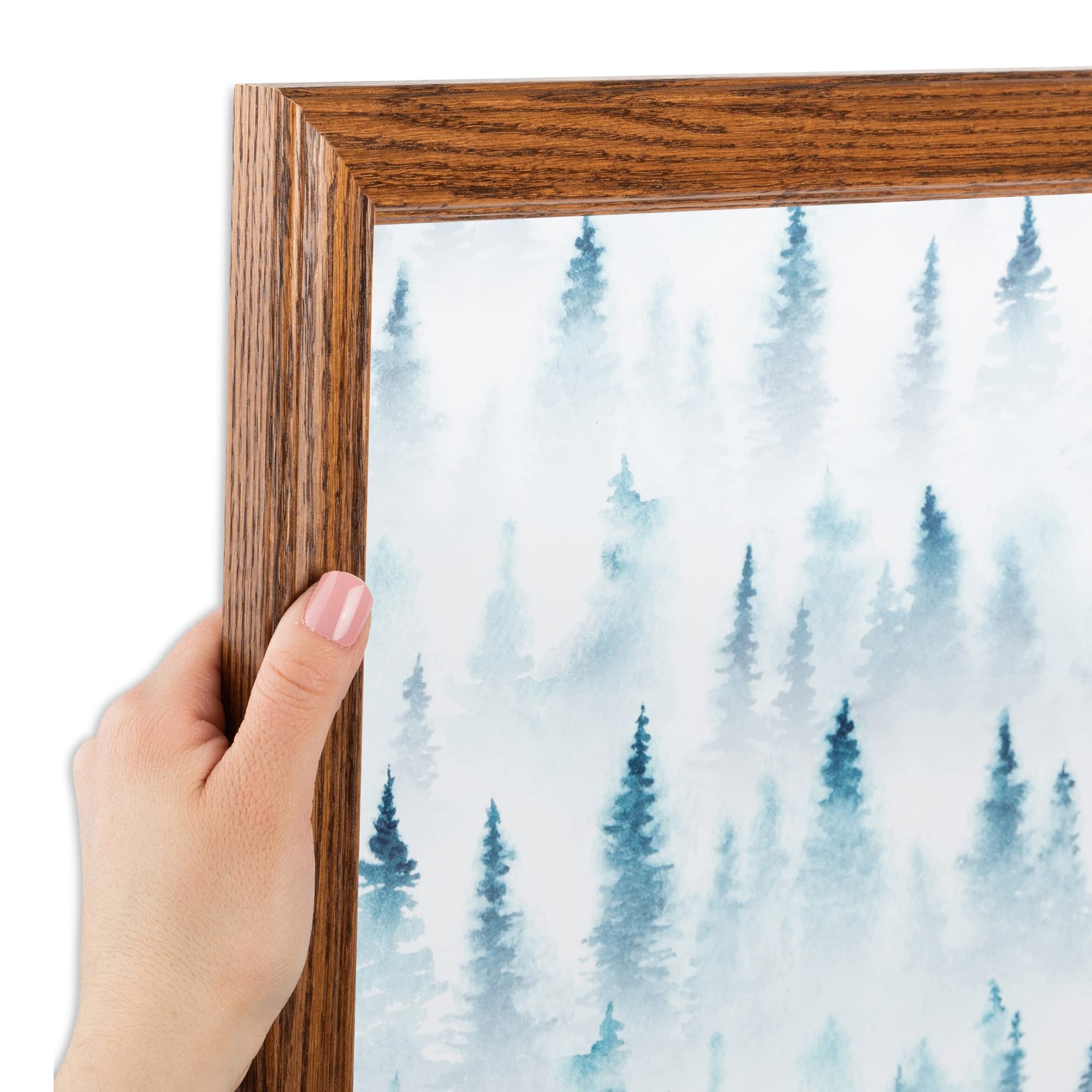 ArtToFrames 8x24 inch Walnut Stain on Solid Red Oak Wood Picture Frame, 2WOM0066-59504-YWAL-8x24