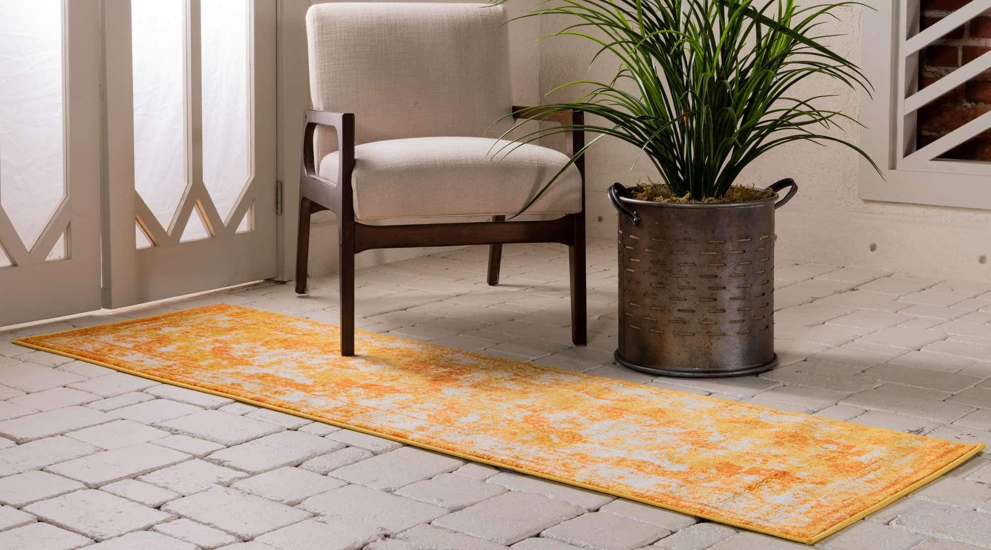Unique Loom Sofia Collection Area Rug - Salle Garnier (2 x 6 7 Runner, Orange/ Yellow)