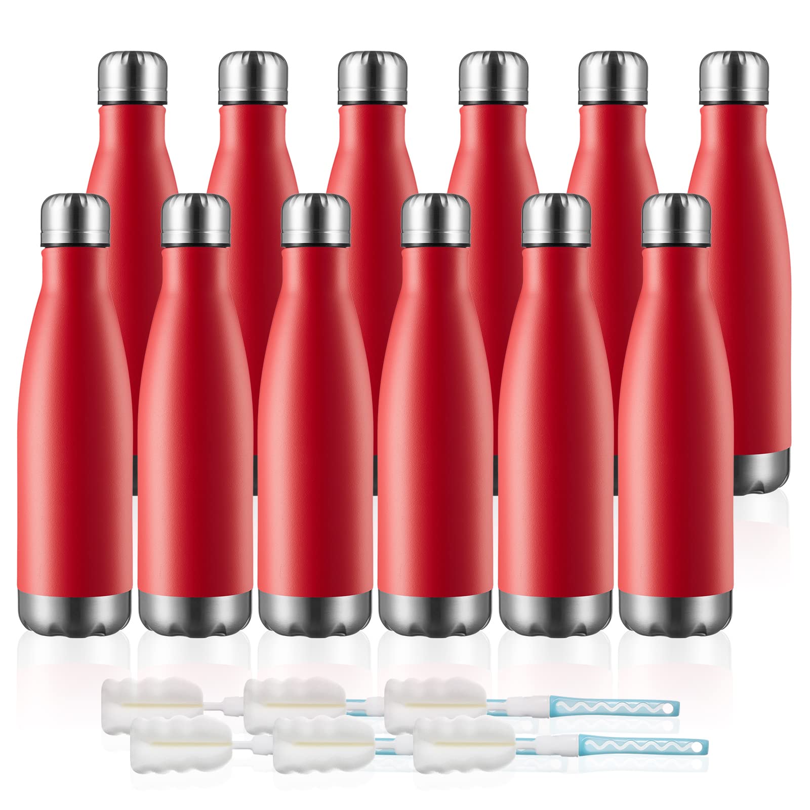 Meway 17Oz Sport Water Bottle 12 Pack Vacuum Insulated Stainless Steel Sport Water Bottle Leak-Proof Double Wall Cola Shape Wate