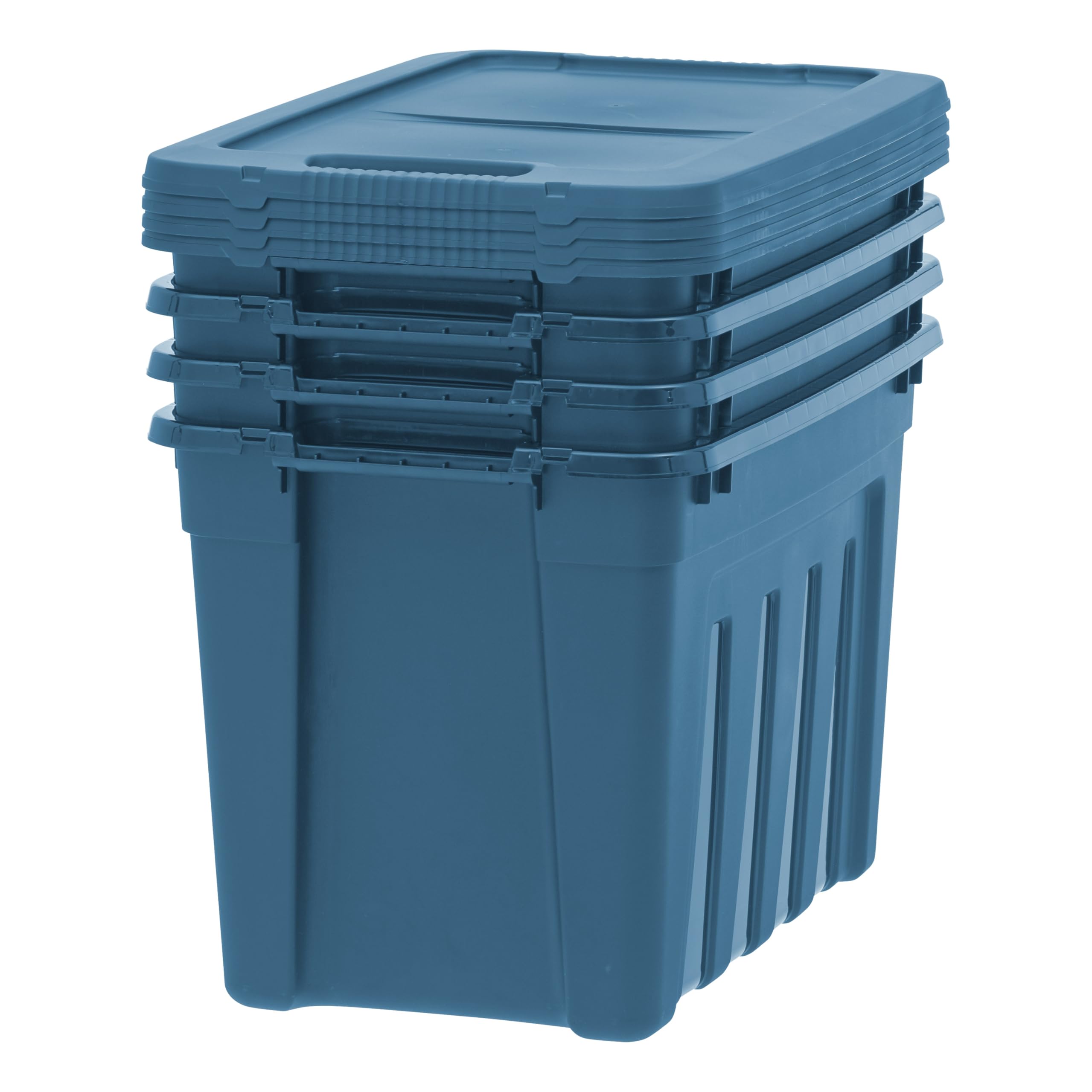 Iris Usa 20 Gallon Eco-Friendly Heavy Duty Totes For Storage With Easy-Grip Handles, 4 Pack - Made In Usa, Storage Bins With Lid