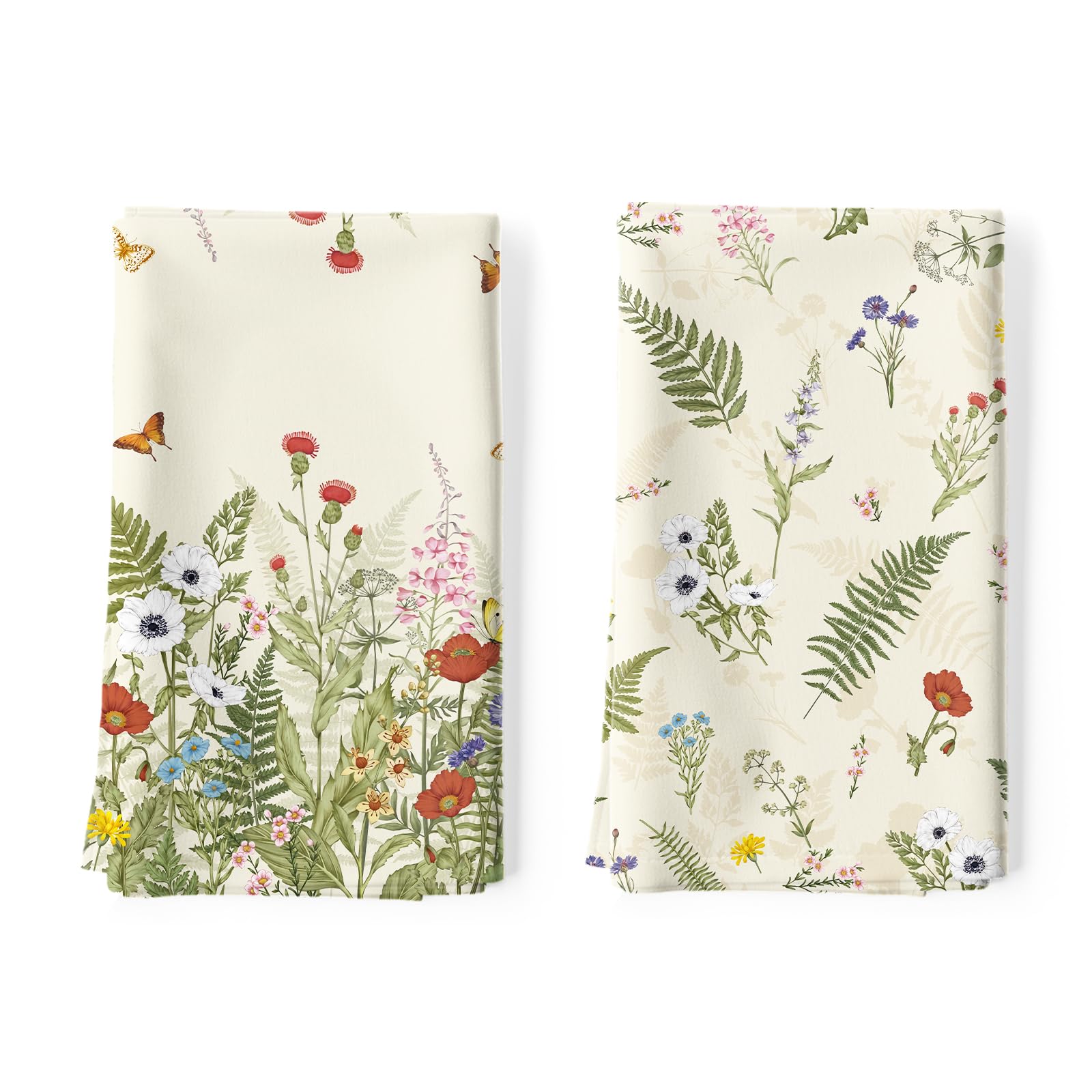 Arquiel Boho Grass Tea Towels, Cotton Kitchen Towel 18.9    27.5 Inch, Quick Drying Dish Cloth For Party Anniversary Holiday Dec