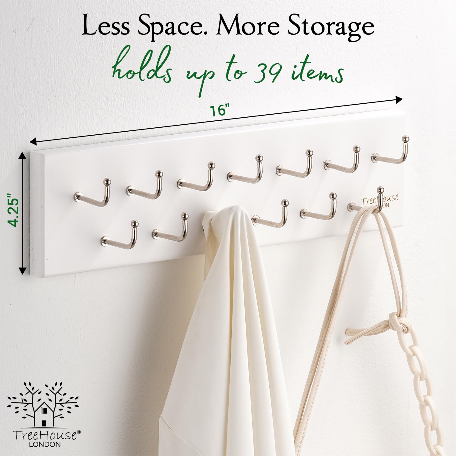 Treehouse Belt Organizer Rack, Holds Over 28 Large Belts, Sturdy Metal & Solid Wood Storage Holder For Closet, Versatile, Wall M