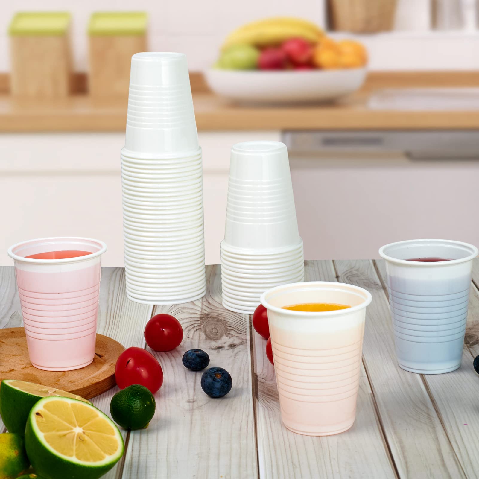 Lilymicky 500 Pack 7 Oz Disposable Plastic Cups, Drinking Cups, White Party Cups For Birthday Parties, Picnics, Ceremonies, And