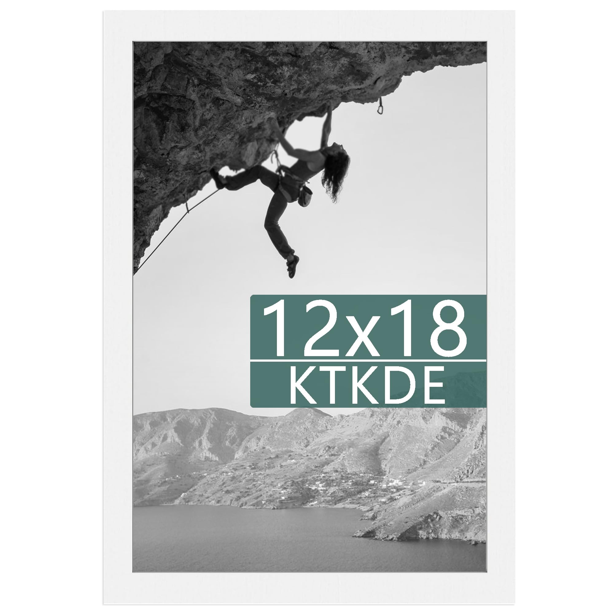 KTKDE 12x18 Picture Frame White Wooden, Polished Plexiglass, Rectangle Photo Frame for Photos,Studio Gallery Wall Hanging Poster