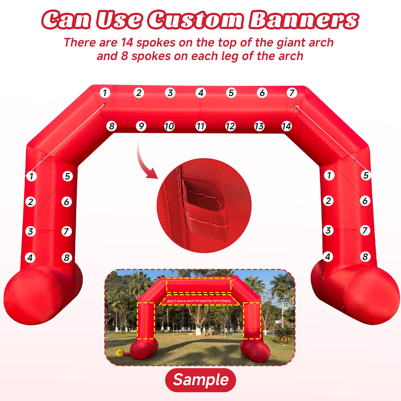 Cinnliy 20Ft Red Inflatable Start/Finish Arch for Outdoor Sports, Parties & Advertising (Without Blower)