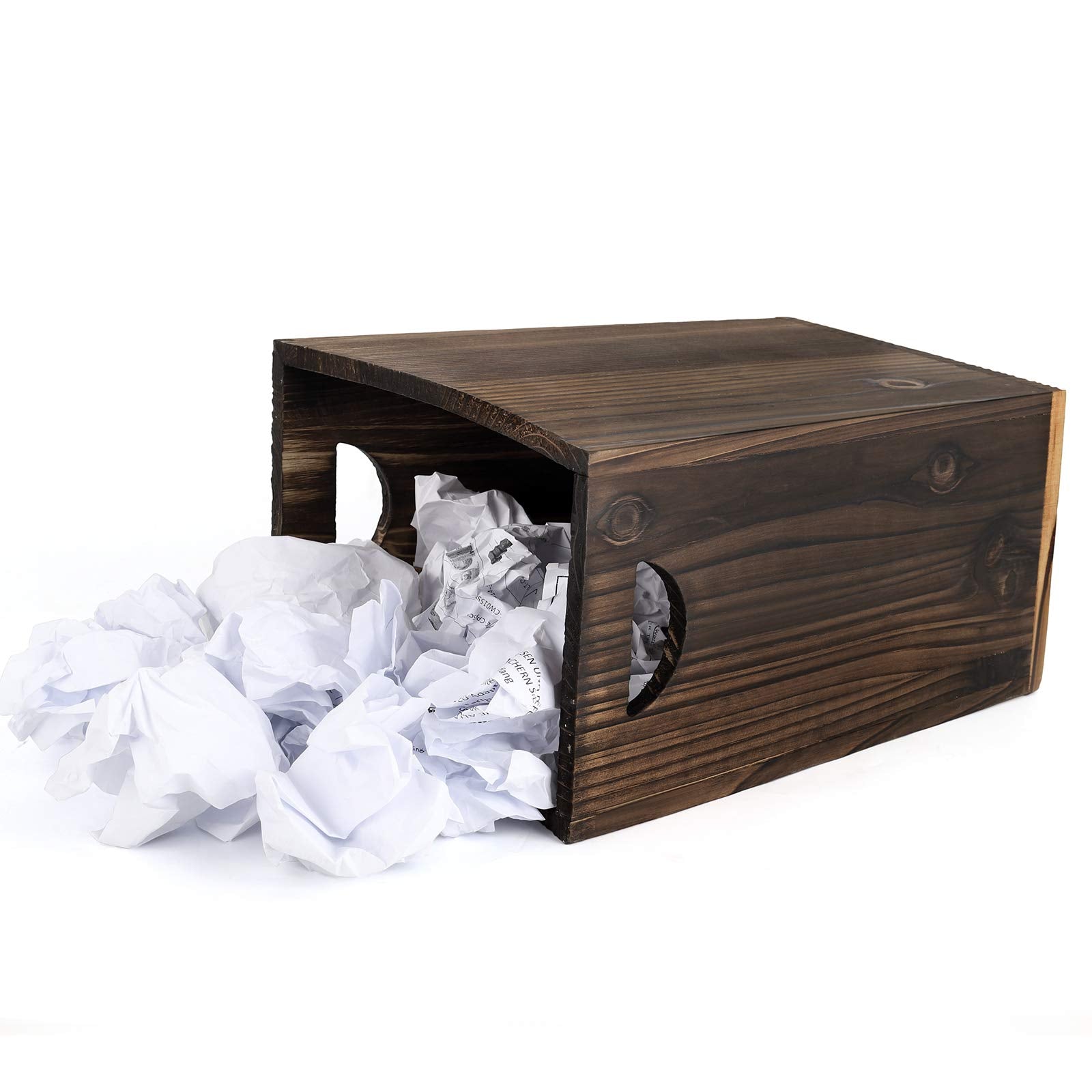 Wood Trash Can Small Wastebasket With Handles Rustic Office Garbage Can For Bedroom Bathroom Office Living Room Kitchen