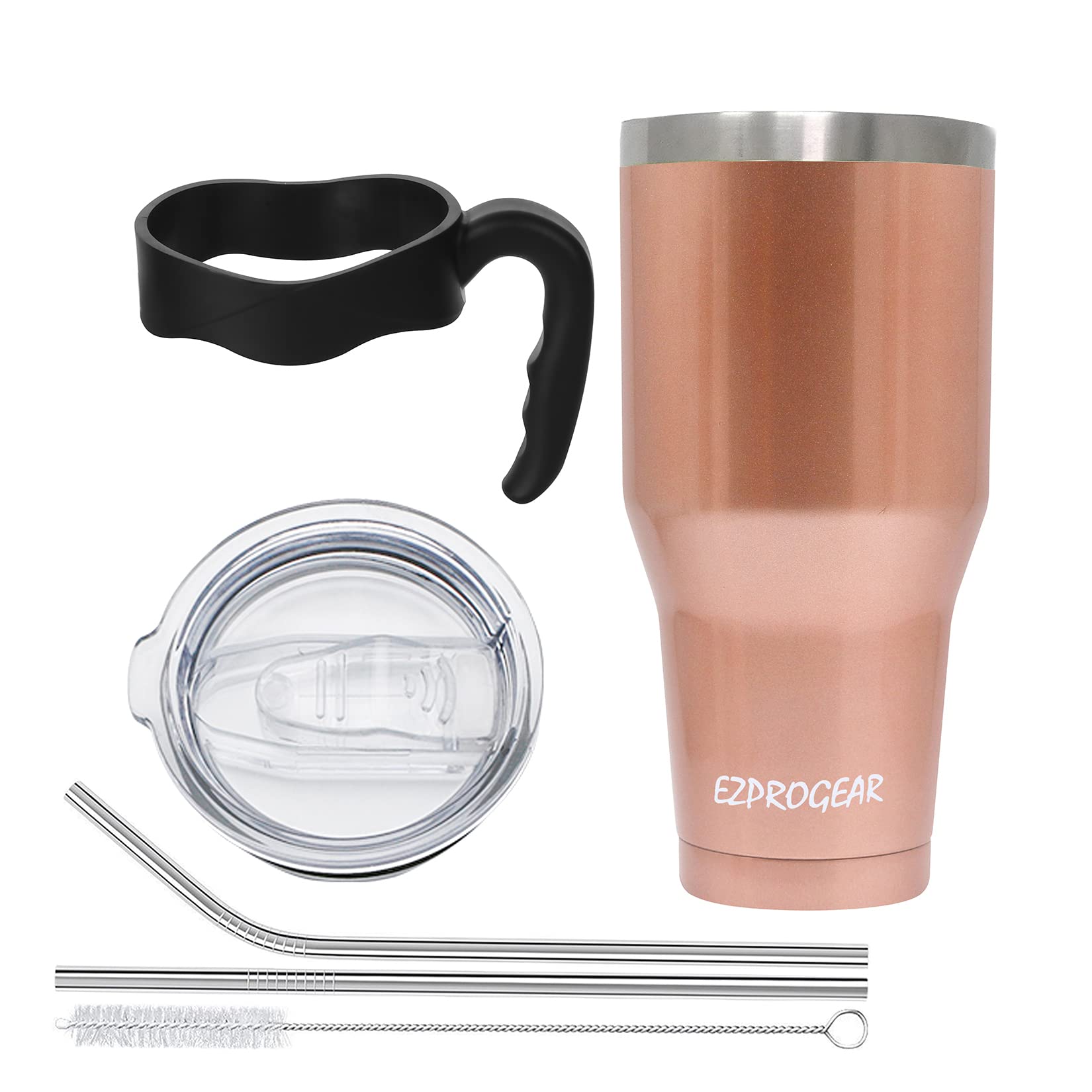 Ezprogear 40Oz Stainless Steel Insulated Tumbler With Lid And Straw Double Wall Coffee Mug (Rose Gold)