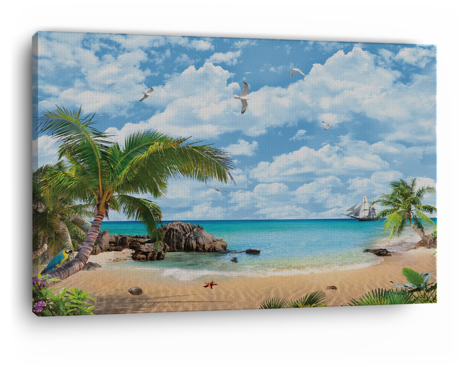 TRUECANVAS Mediterranean Beach, Wooden Framed Canvas Paintings for Home Decor | Bedroom, Living Room,Wall Decoration | Wall Art 