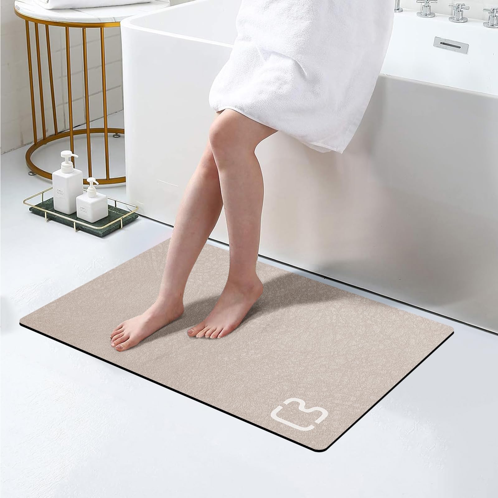 Ruerya Diatomaceous Earth Bath Mat Super Absorbent Bath Mat Non Slip Fast Drying Shower Rugs Stone Bath Mat For Bathroom Thin Ba