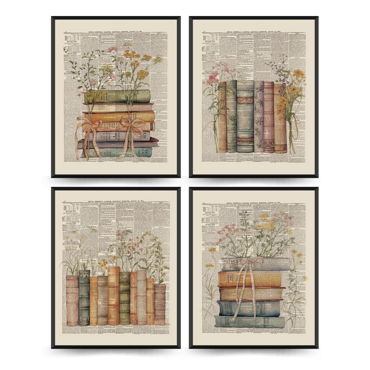 Plkmn Vintage Book Reading Posters For Library 8X10, Book Club Decorations, Library Decor, Retro Vintage Book Wall Art For Readi