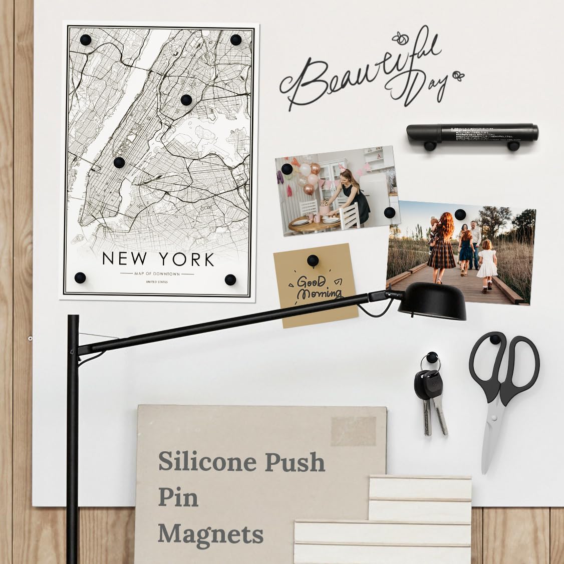 Smart&Cool Black 15 Pack Strong Silicone Push Pin Magnets, Anti Scratch Fridge Magnets, Small Push Pin Magnets, Magnets For Refr