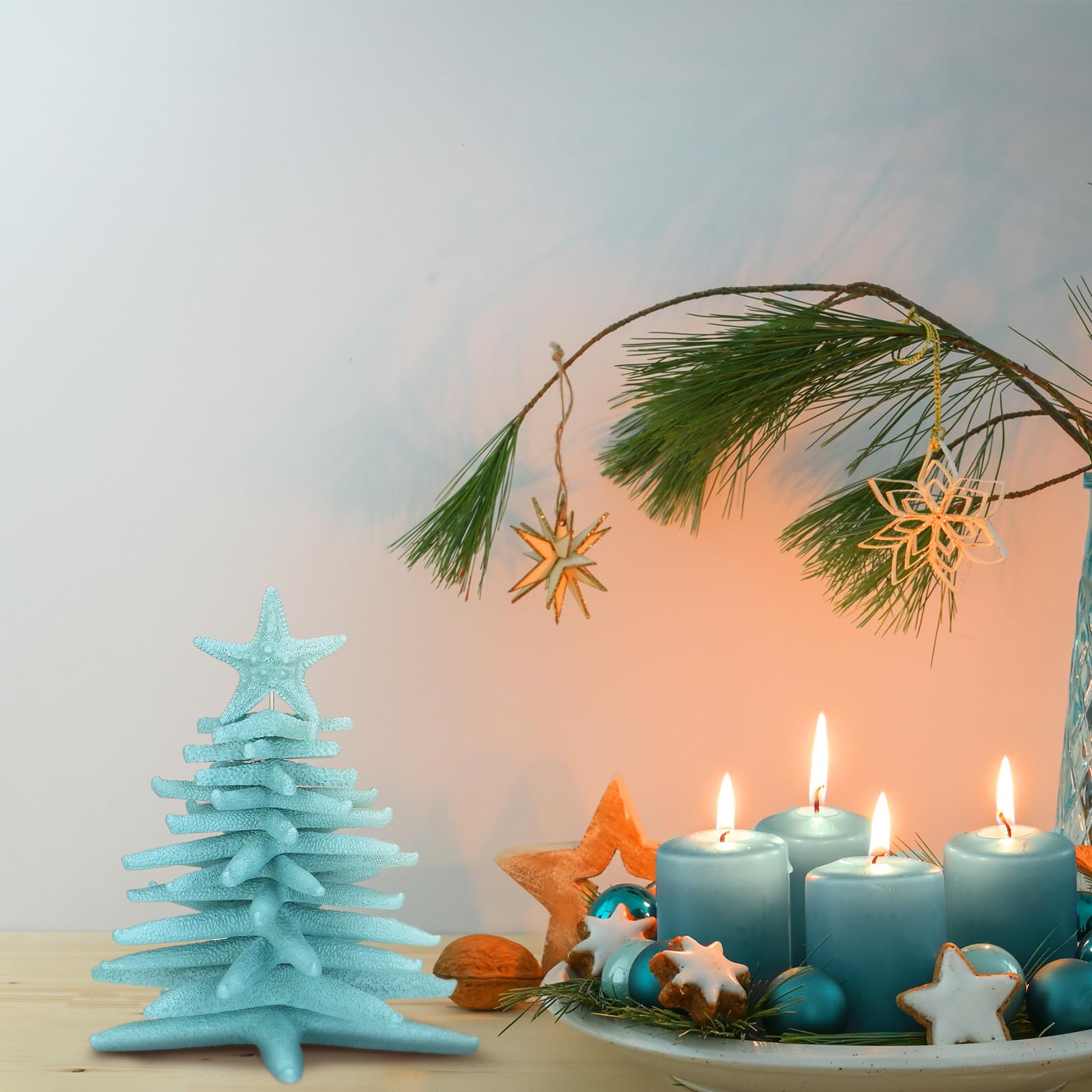 Harrycle Christmas Starfish Tree Ornaments Beautiful Resin Sea Animal Christmas Tree Creative Ocean Xmas Decorations DIY Beach X