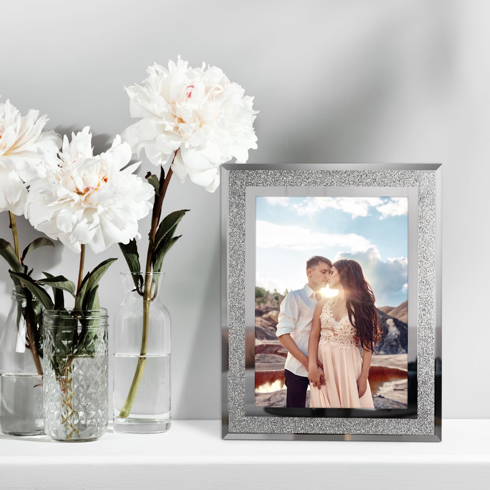 HORLIMER 12 Pack 5x7 Picture Frame, Sparkle Glass Photo Frames 5 by 7 for Tabletop, Horizontally or Vertically