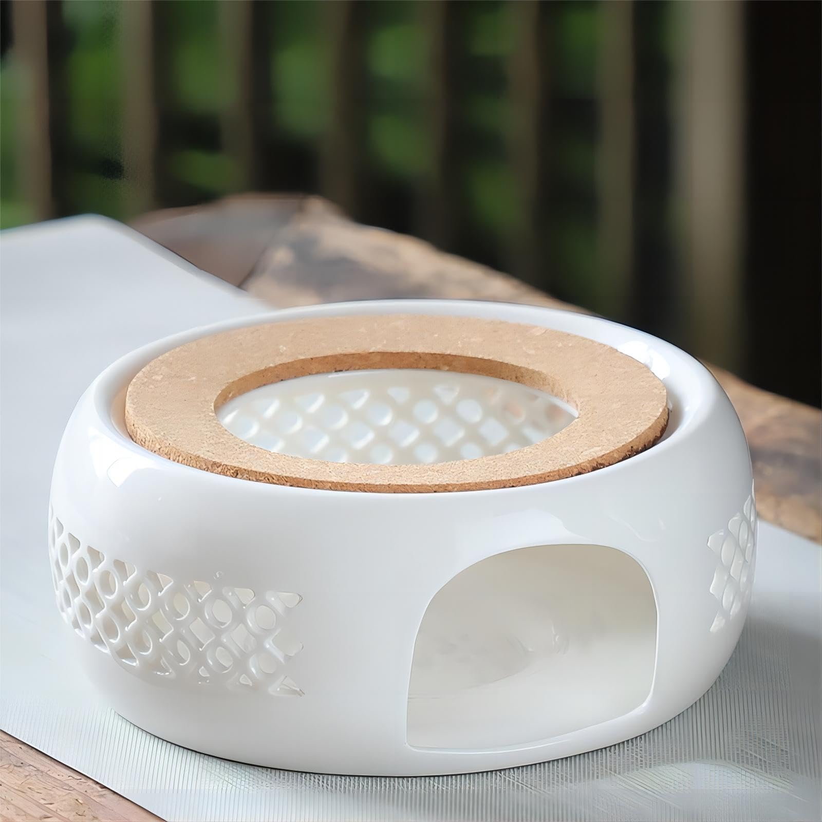 Ceramic Teapot Warmer With Cork Cushion, Teapot Heater, Tea Light Warmer, Suitable For Teapot And Mugs, 6 Inches