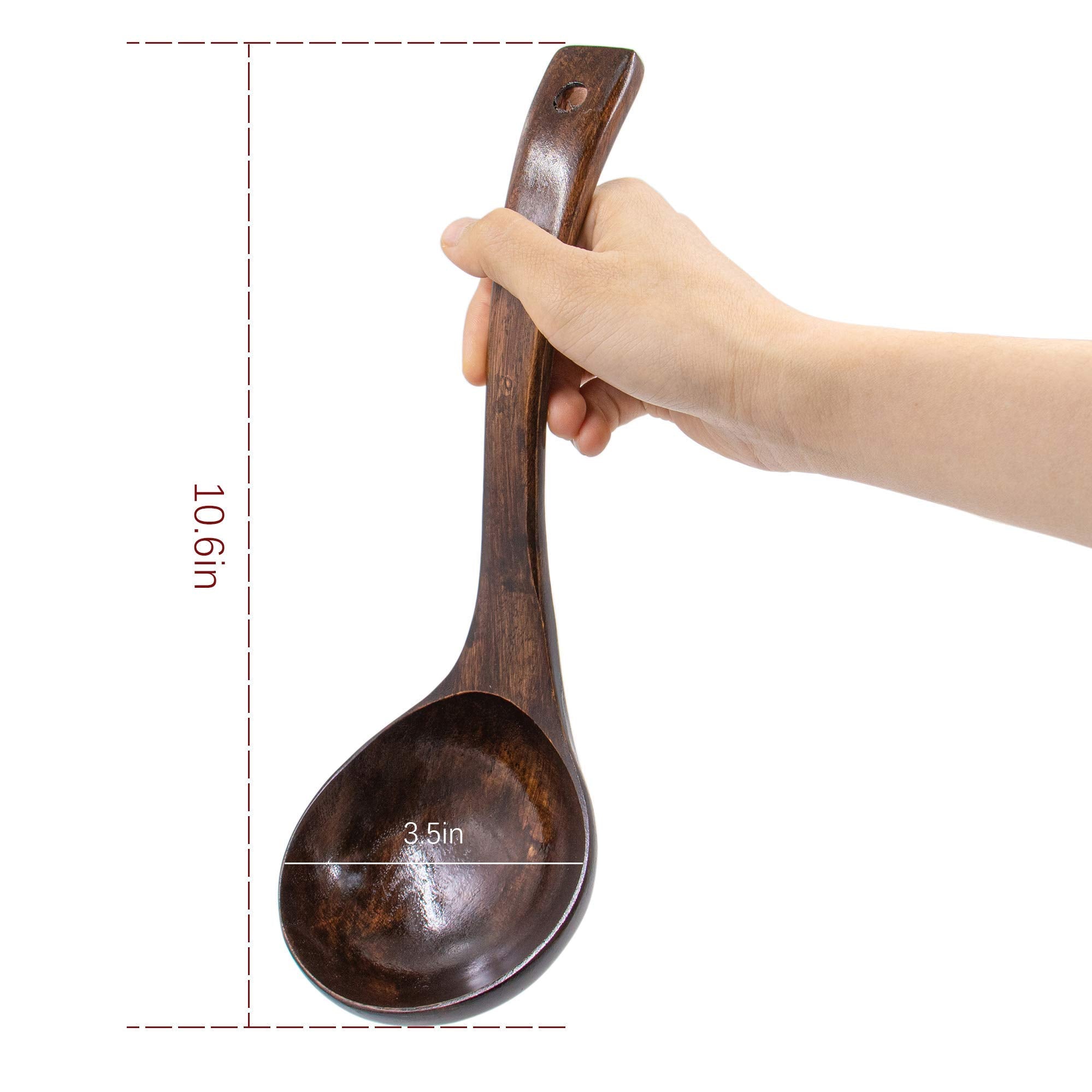 Auear, Wooden Ladle Spoon Porridge Spoon Large Wooden Bamboo Soup Spoon Kitchen Soup Scoop For Kitchen Tool (Brown)