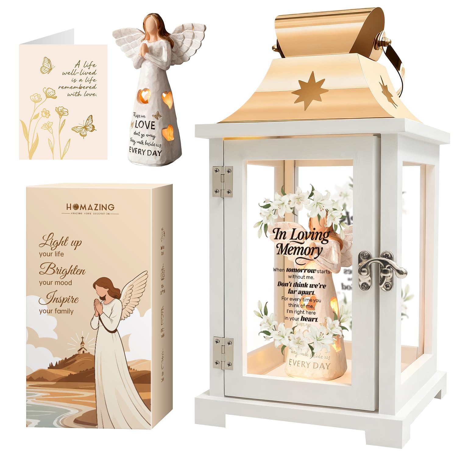 Memorial Lantern - Bereavement Sympathy Gifts for Loss of Loved One Memorial Gifts for Loss of Mother Loss of Father Remembrance