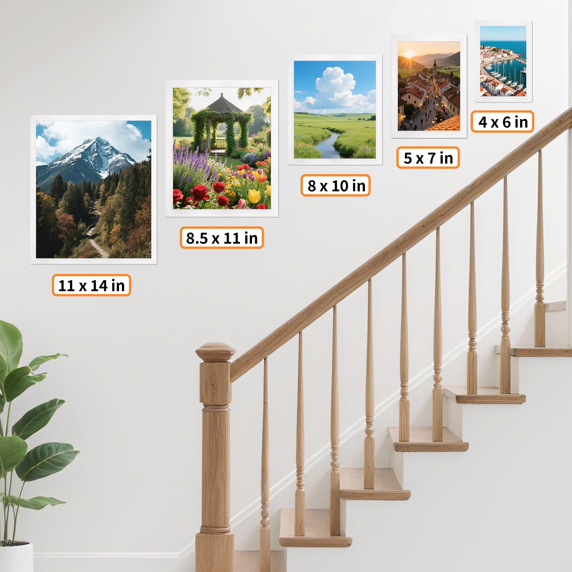 HOMERHYME 4x6 Picture Frames Set of 8, White Photo Frames for Gallery Wall Mounting or Table Display, Collage Frames with Clear