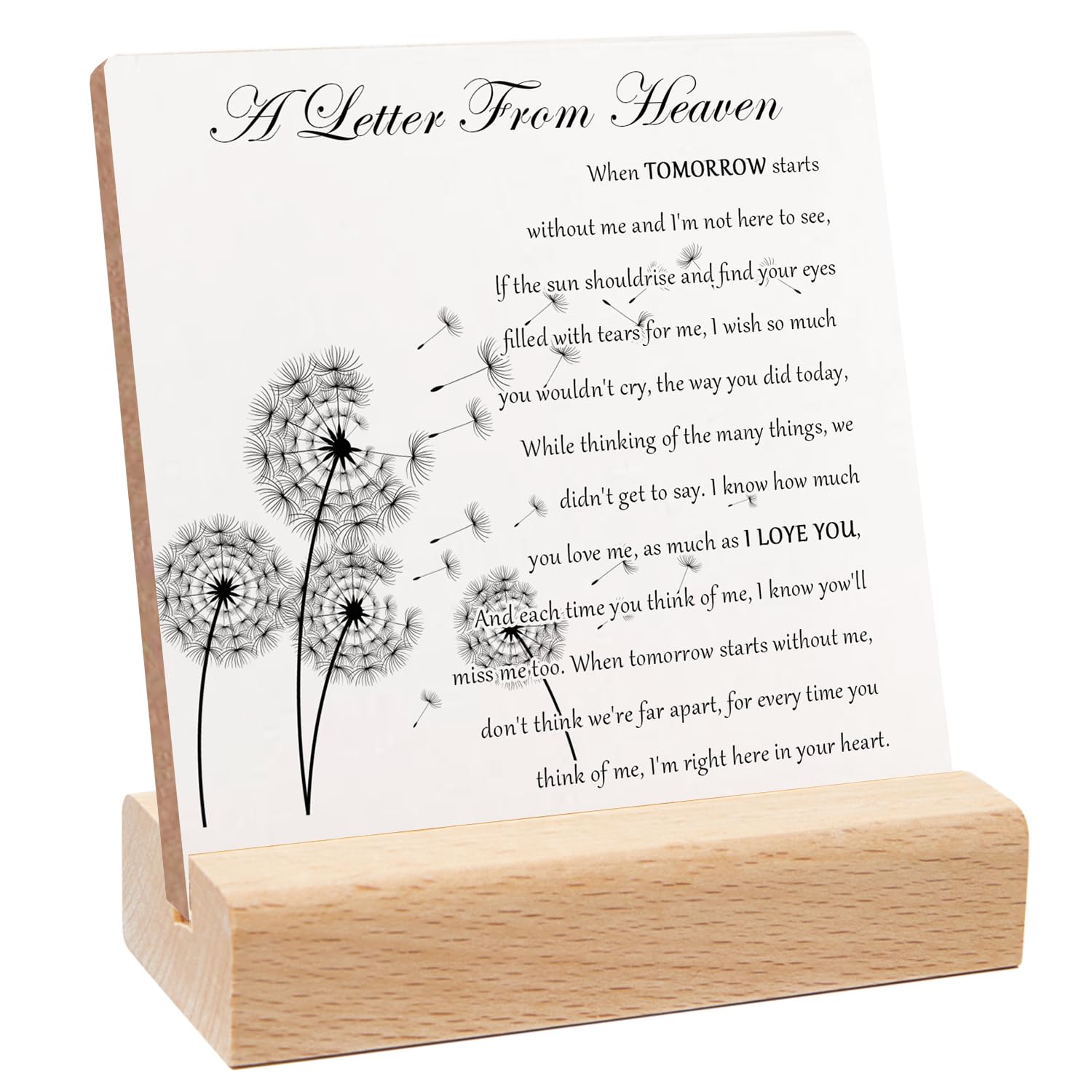 Xendelow Wood Sign - Heart Shaped Remember Me Decorative Signage with Wooden Stand, 4 x 4 inches, Bereavement/Condolences Gift