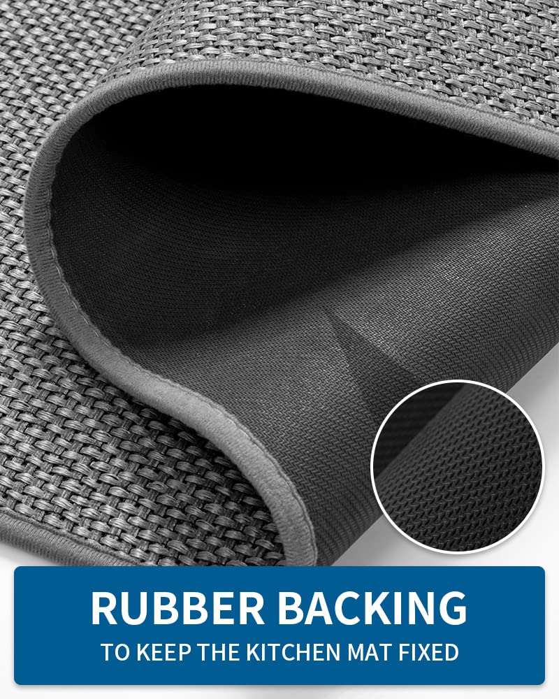 Kitchen Rugs And Mats Non Skid Washable, Absorbent Runner Rugs For Kitchen, Front Of Sink, Kitchen Mats For Floor (Dark Grey, 20