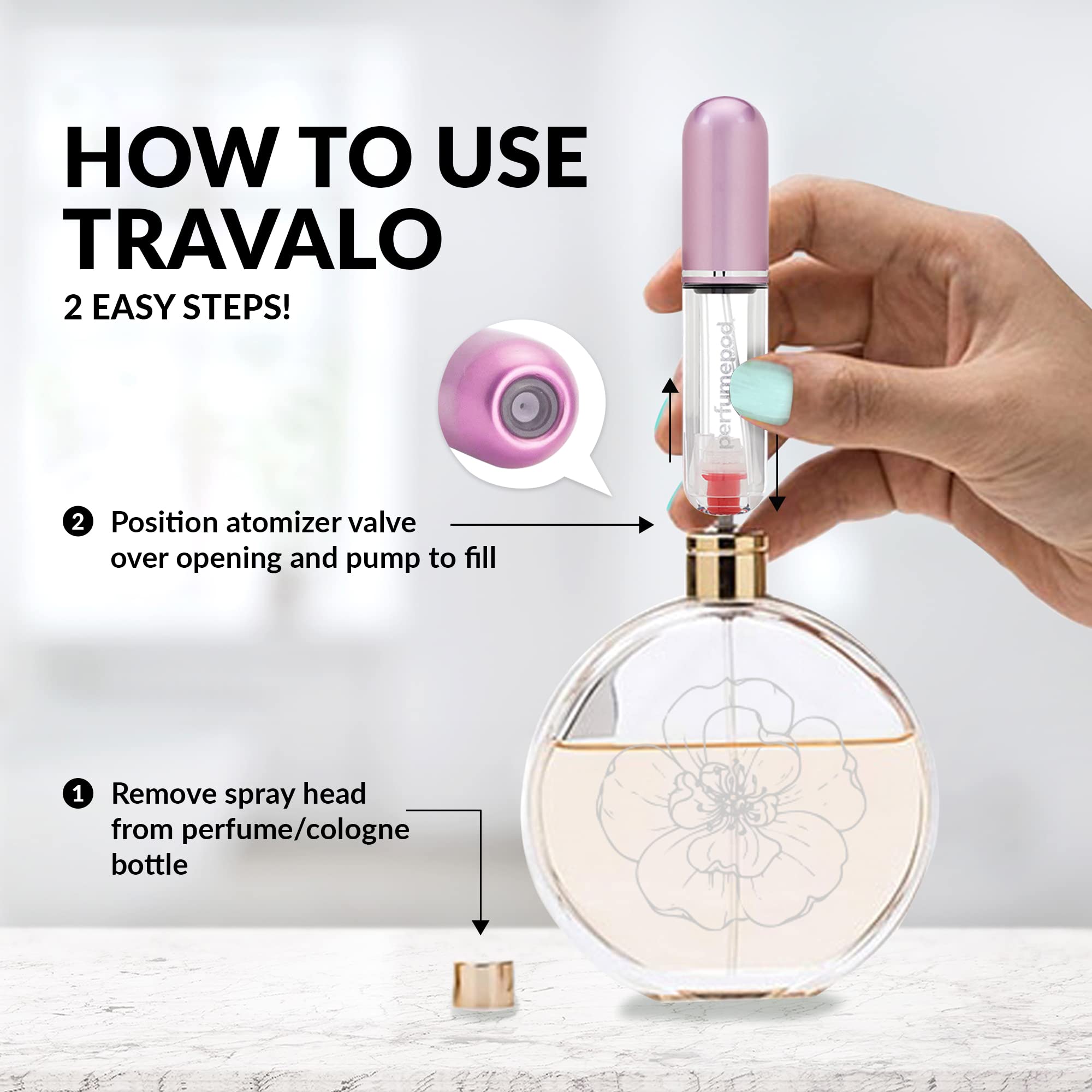 Travalo Pod Pure Perfume Atomizer - Leak-Proof And Tsa Approved For Air Travel - Reusable And Airtight Easy-Fill Mini Pump Spray