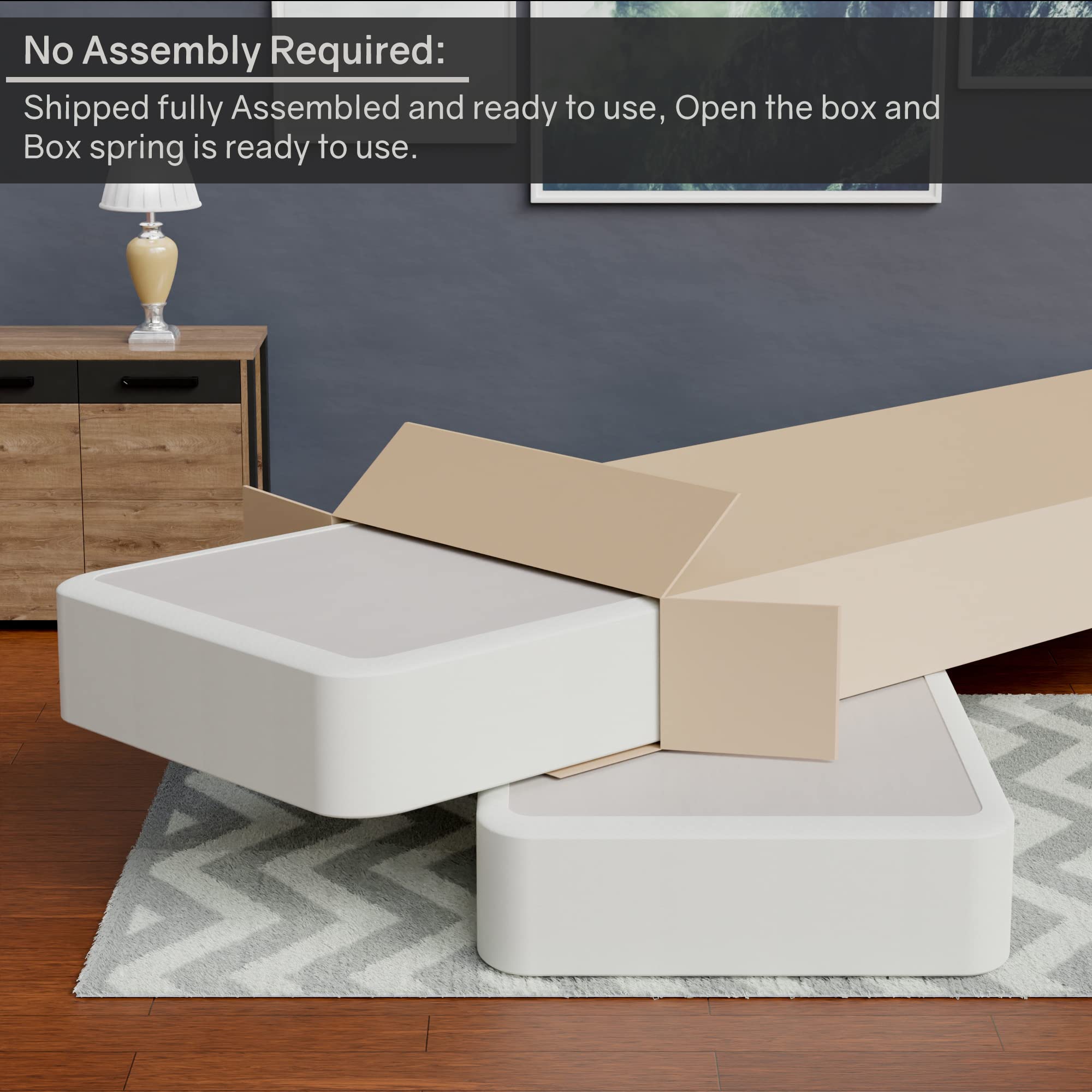 Continental Sleep 8-Inch Fully Assembled Metal Traditional Box Spring/Foundation For Mattress Set, Twin Xl, Grey And White