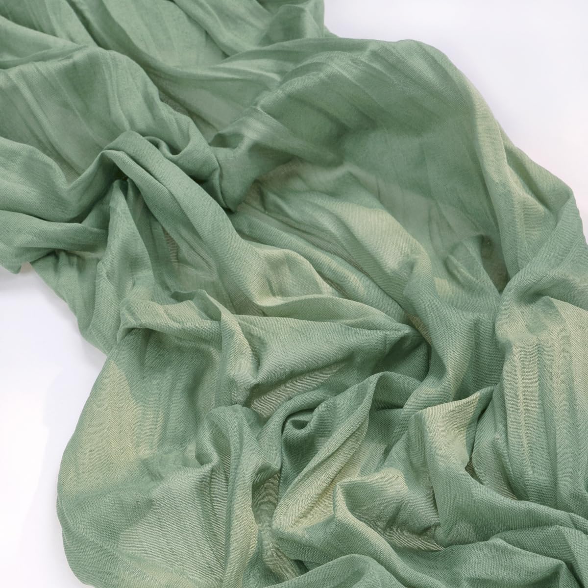 Mlmc St. Patrick'S Day Sage Green Cheesecloth Table Runner 10Ft Rustic Gauze Cheese Cloth Table Runner 35X120 Inches For Spring