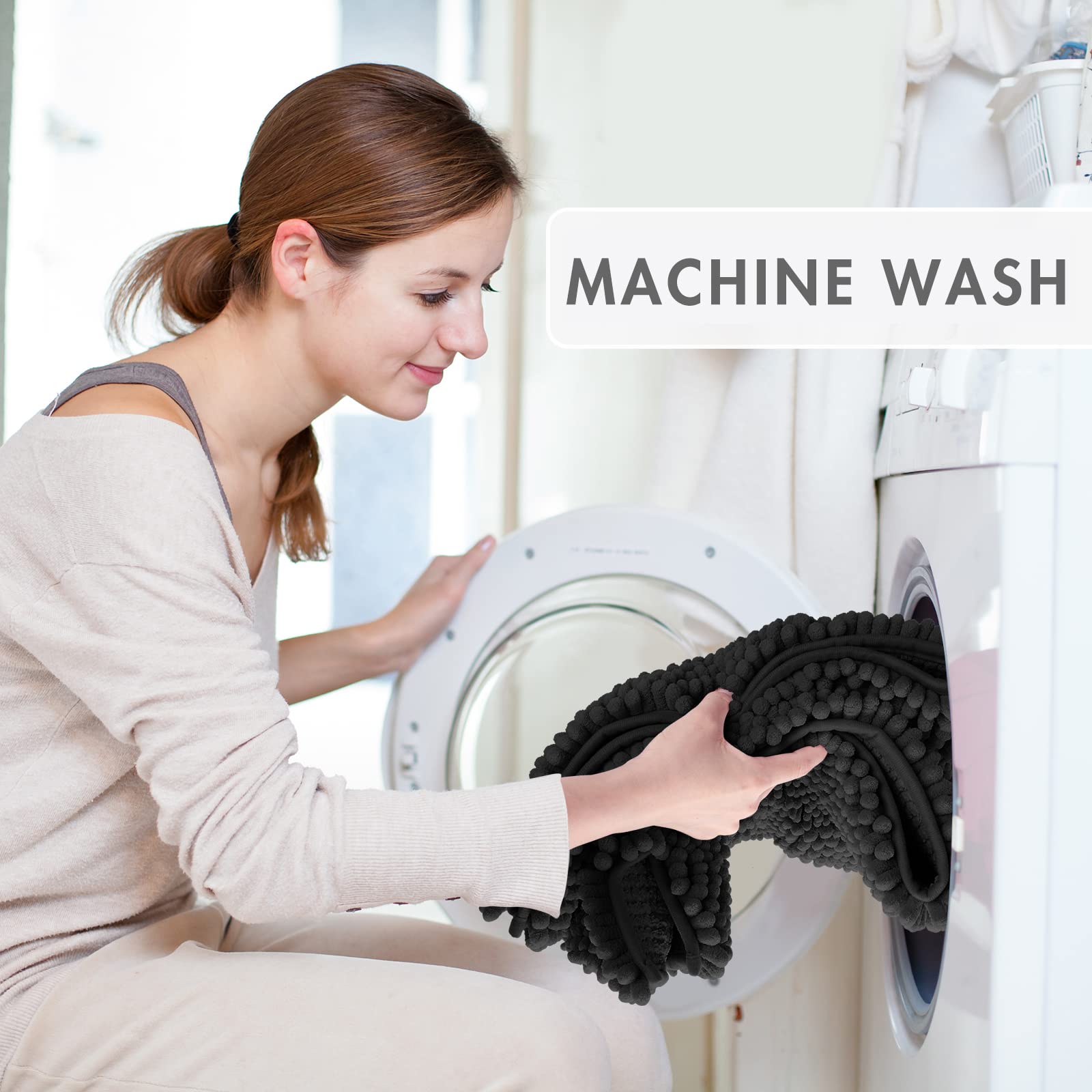 Yimobra Bathroom Rugs Sets 2 Piece, Fluffy Soft Thicken U-Shaped Toilet Rug, Non-Silp Bath Room Floor Mats, Machine Washable, Dr