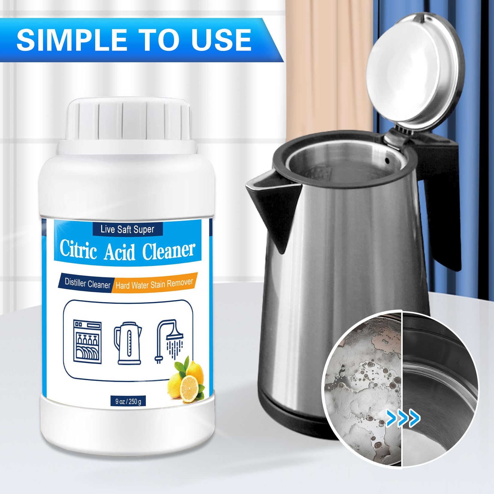 Live Saft Super Distiller Descaler Citric Acid Cleaner - 1 Lb Bulk Citric Acid Powder For Cleaning Water Distillers, Hard Water