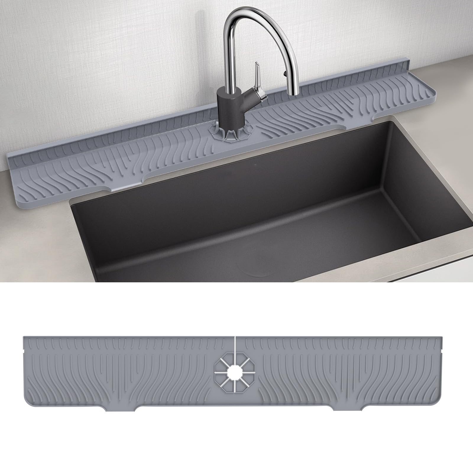 33Inch Kitchen Sink Splash Guard Mat,Silicone Material Protects Faucet Handle From Dripping Water,Faucet Mat Splash Catcher,Mult