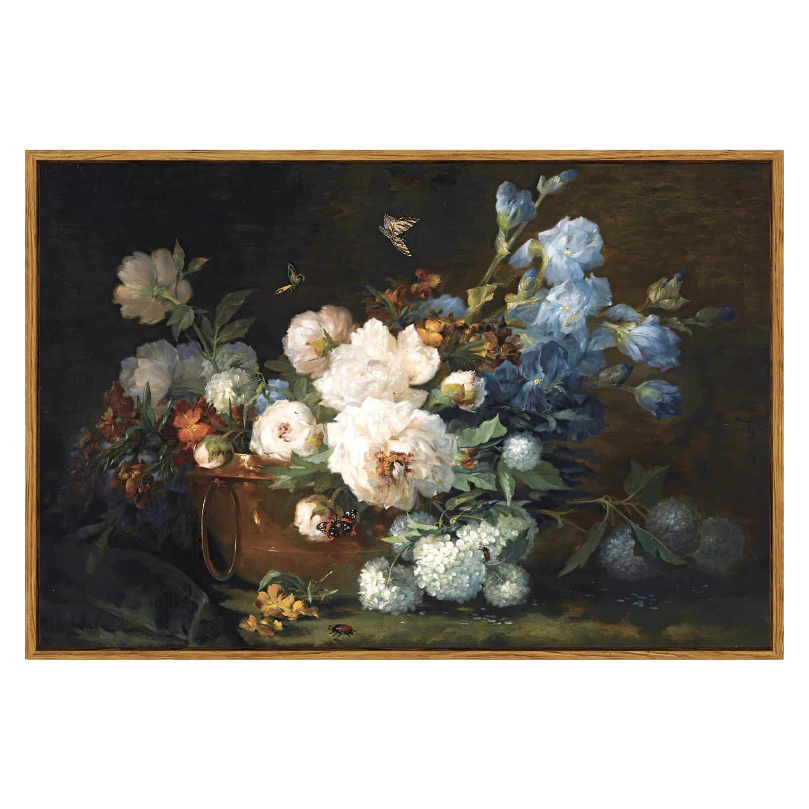 Arpeotcy Vintage Framed Canvas Wall Art, Bathroom Hydrangea Peonies Floral Pictures Retro Wall Decor, Large Prints, Bedroom Livi