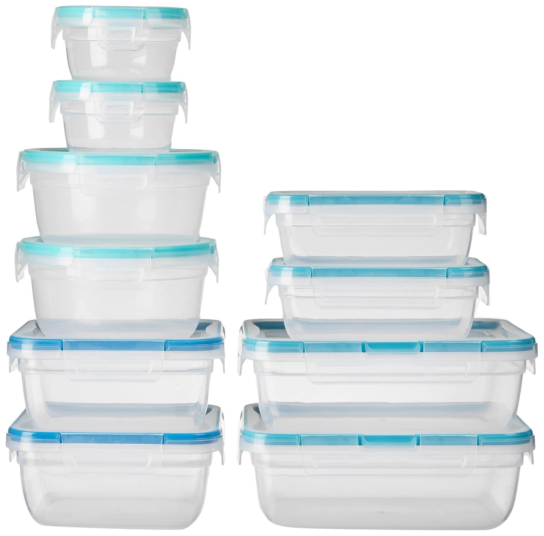 Snapware Total Solution 20-Pc Plastic Food Storage Containers Set, 8.5-Cup, 5.5-Cup, 4-Cup, 3-Cup, And 1.2-Cup Meal Prep Contain