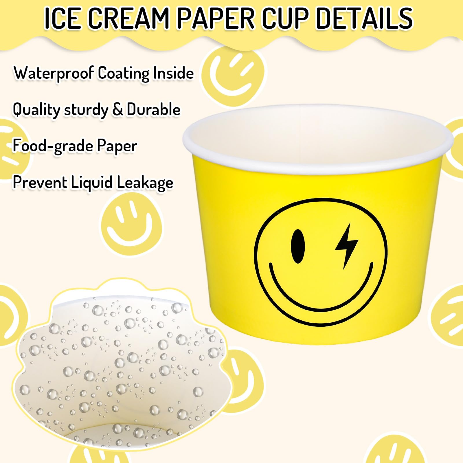 Whaline 100Pcs Valentine'S Day Treat Snack Cups 8Oz Pastel Pink Conversation Heart Ice Cream Cups Disposable Dessert Bowls For W