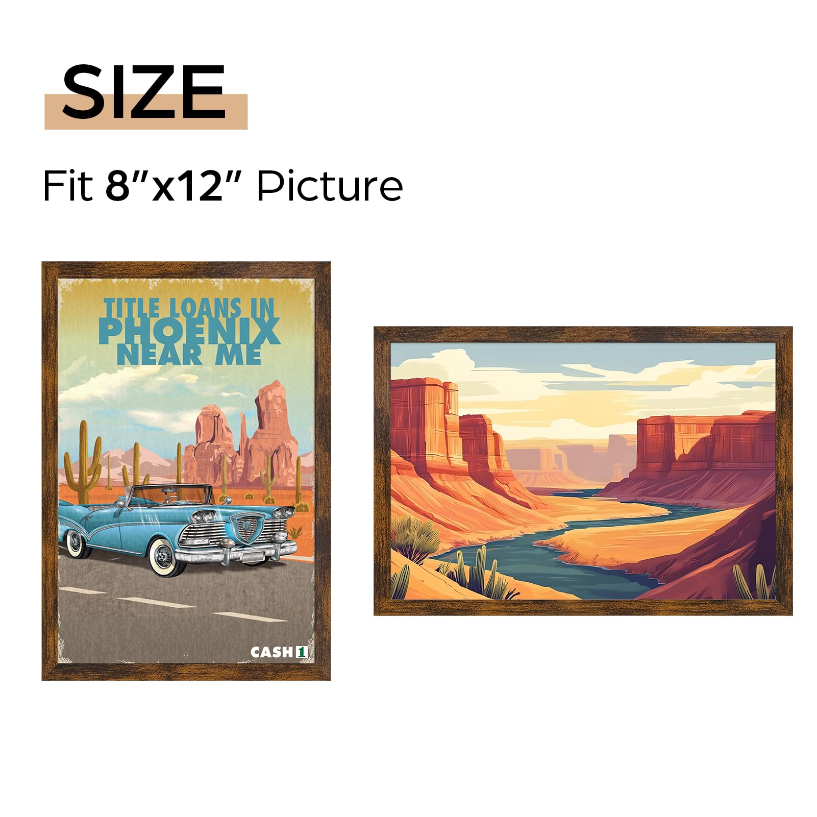 Giftgarden 8x12 Picture Frame Rustic Brown, 8 by 12 Thin Photo Frame for Wall Tabletop Display, Single