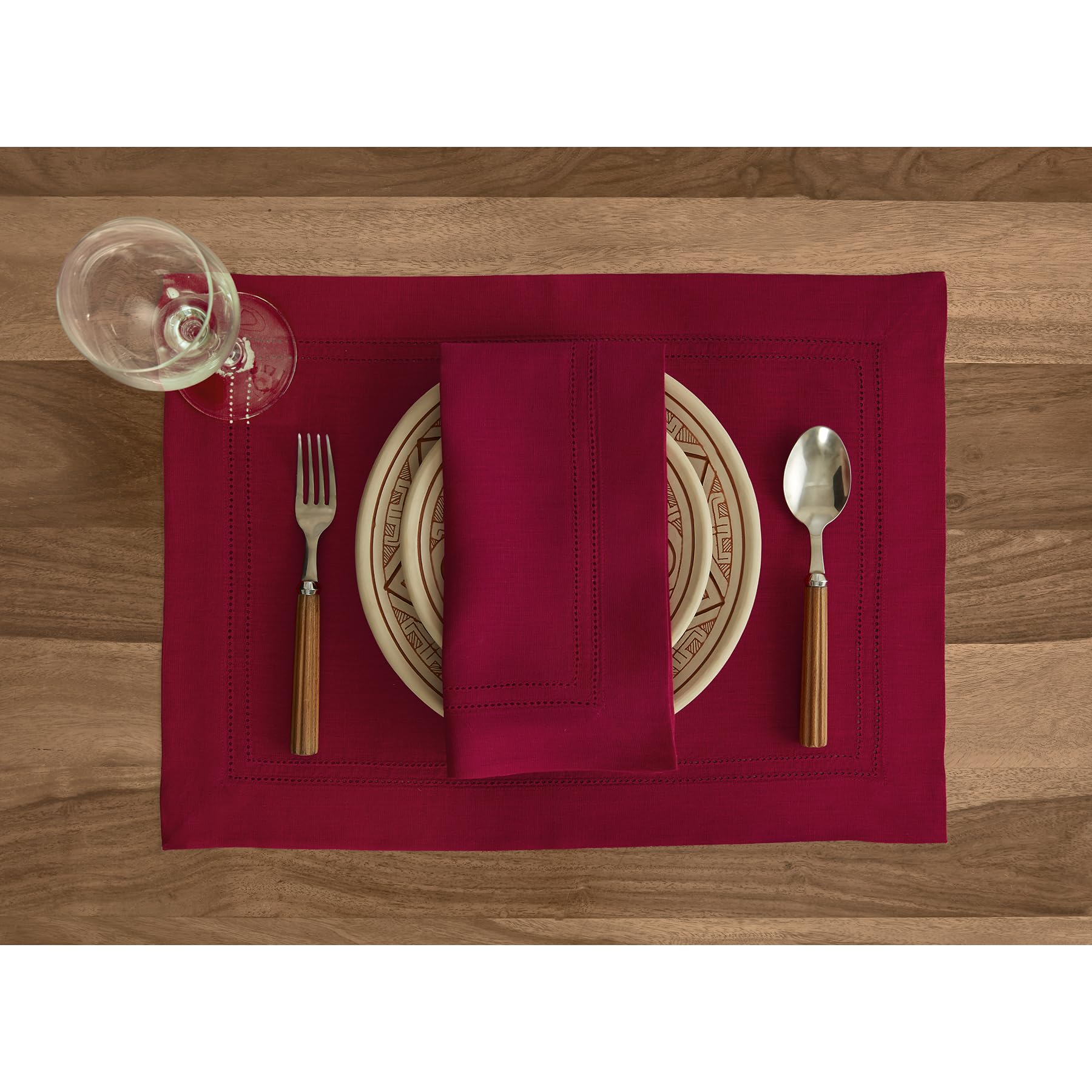 Solino Home Linen Dinner Napkins 20 X 20 Inch - 100% Pure Linen Red Cloth Napkins Set Of 4 For Spring, Easter - Linen Double Hem