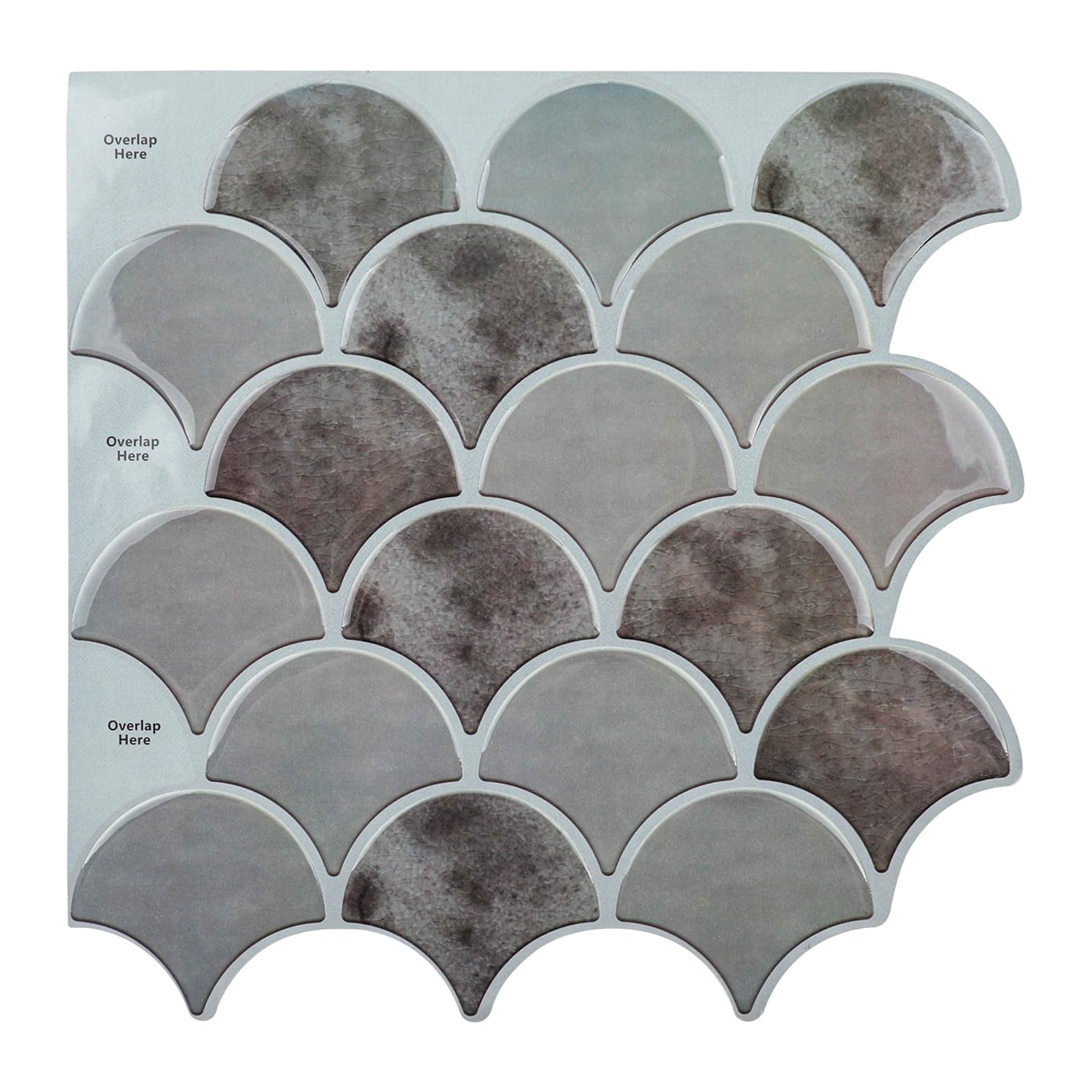Peel and Stick Backsplash Fish Scale Tile - 10x 10 3D Self Adhesive Scallop Backsplash Stick on Wall Tiles Sticker for Kitchen B