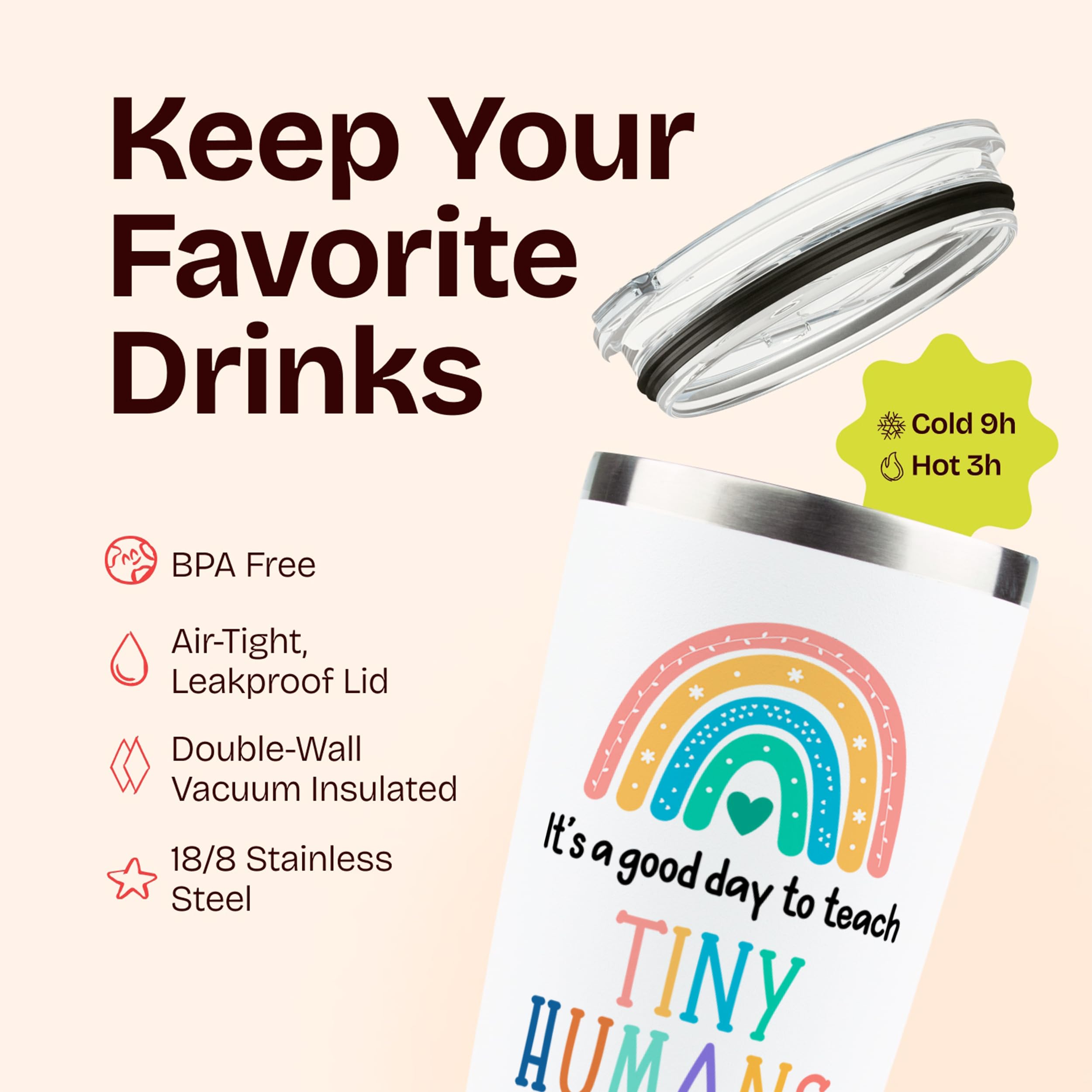 KLUBI Teacher Appreciation Gifts for Women - It s a Good Day To Teach Tiny Humans 20oz White Tumbler Gift for Kindergarten, High