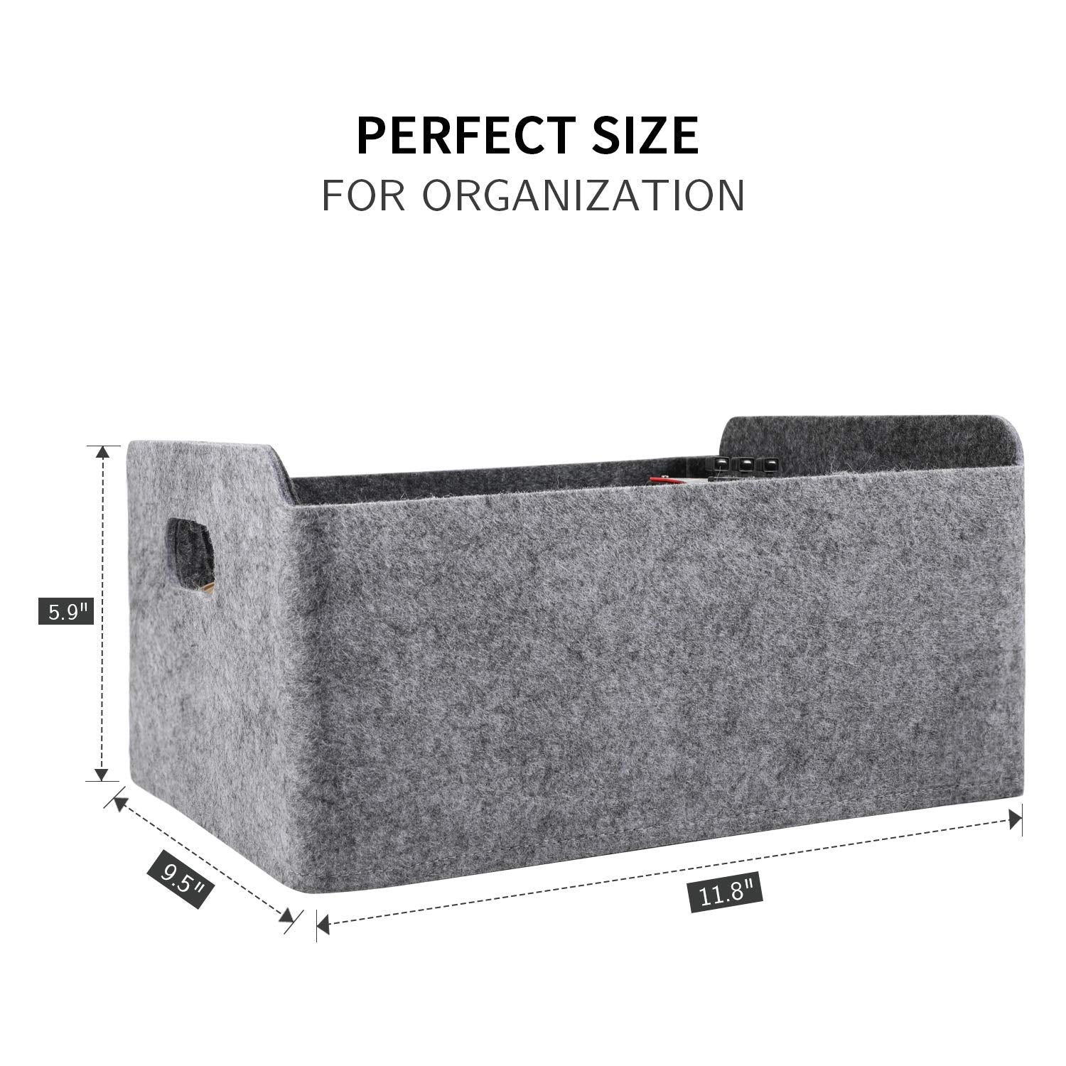 Welaxy storage basket Felt Foldable Drawer Organizer bin Cube Shelf Small box for Kids Toys Books Clothes Office Bedroom Closet Babies Nursery organizing(Charcoal