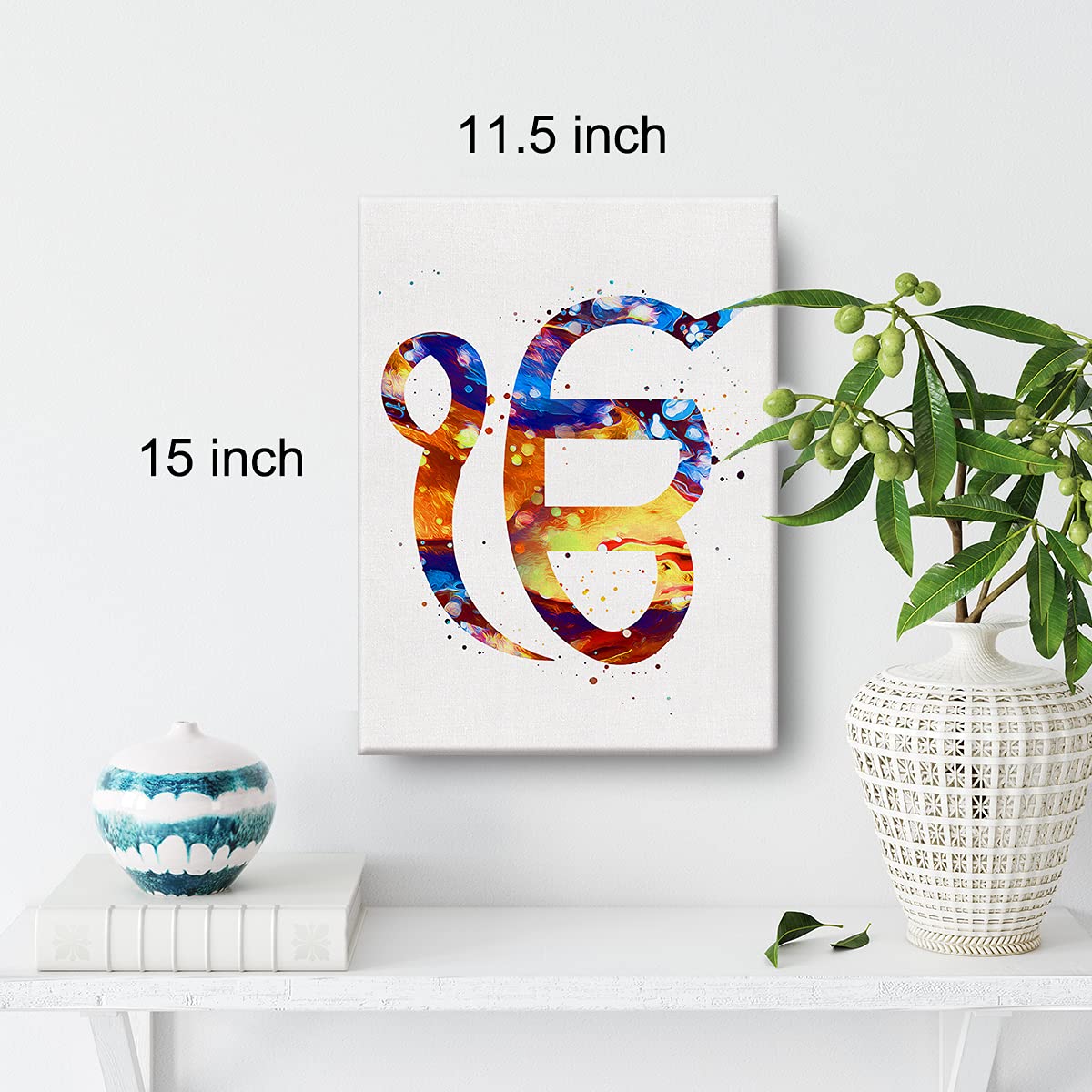 Ek Onkar Watercolor Wall Art Khanda Symbol Canvas Painting Prints For Home Office Wall Decor Framed Sikhism Artwork Sikh Gifts(1