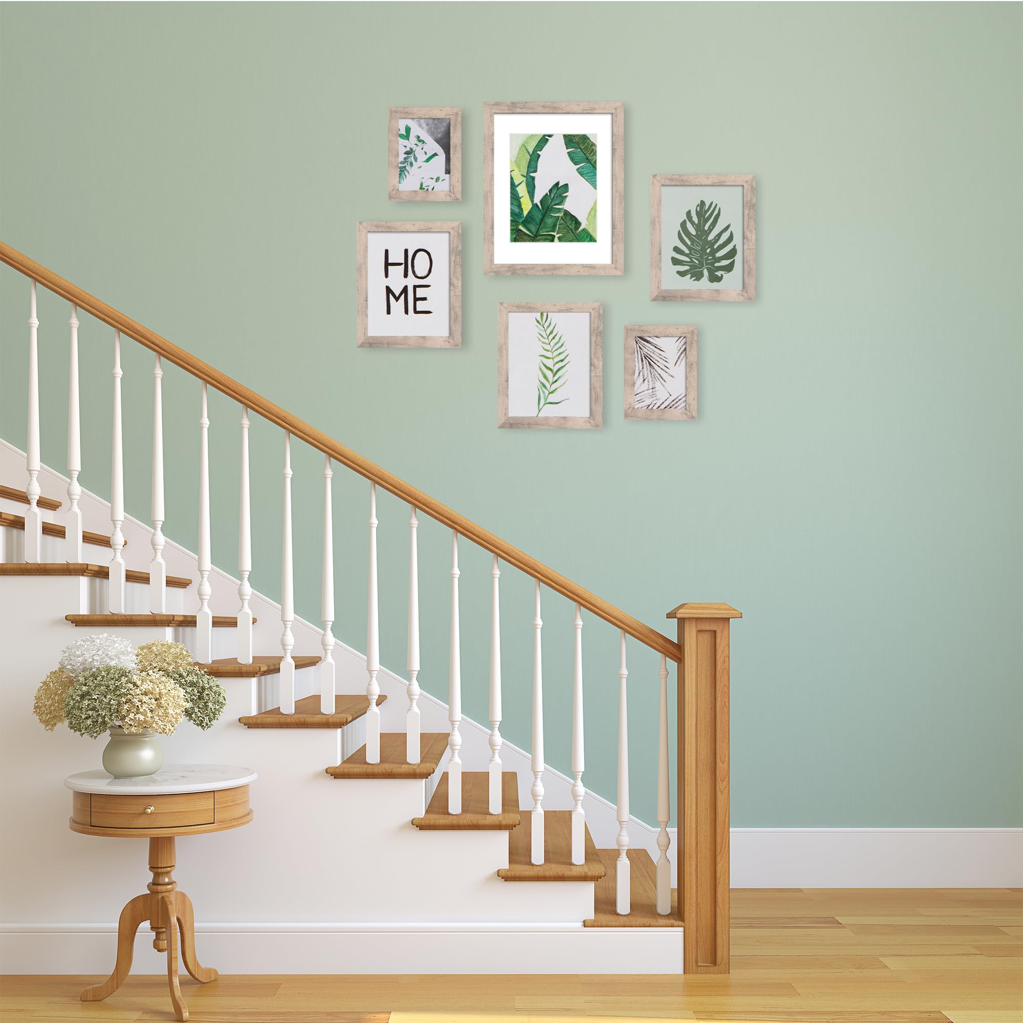 iRahmen 4x6 Picture Frame Set of 4, High Definition Real Glass Smoke Gray Frame, 4 x 6 Wood Photo Frames for Tabletop Display an