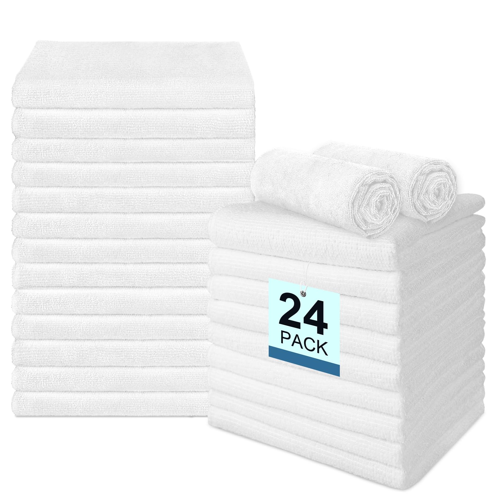 Unimade 24 Pack Hand Towels Set - Highly Absorbent And Quick Drying Microfiber Gym Towel, Premium Wash Cloths For Bathroom, Salo