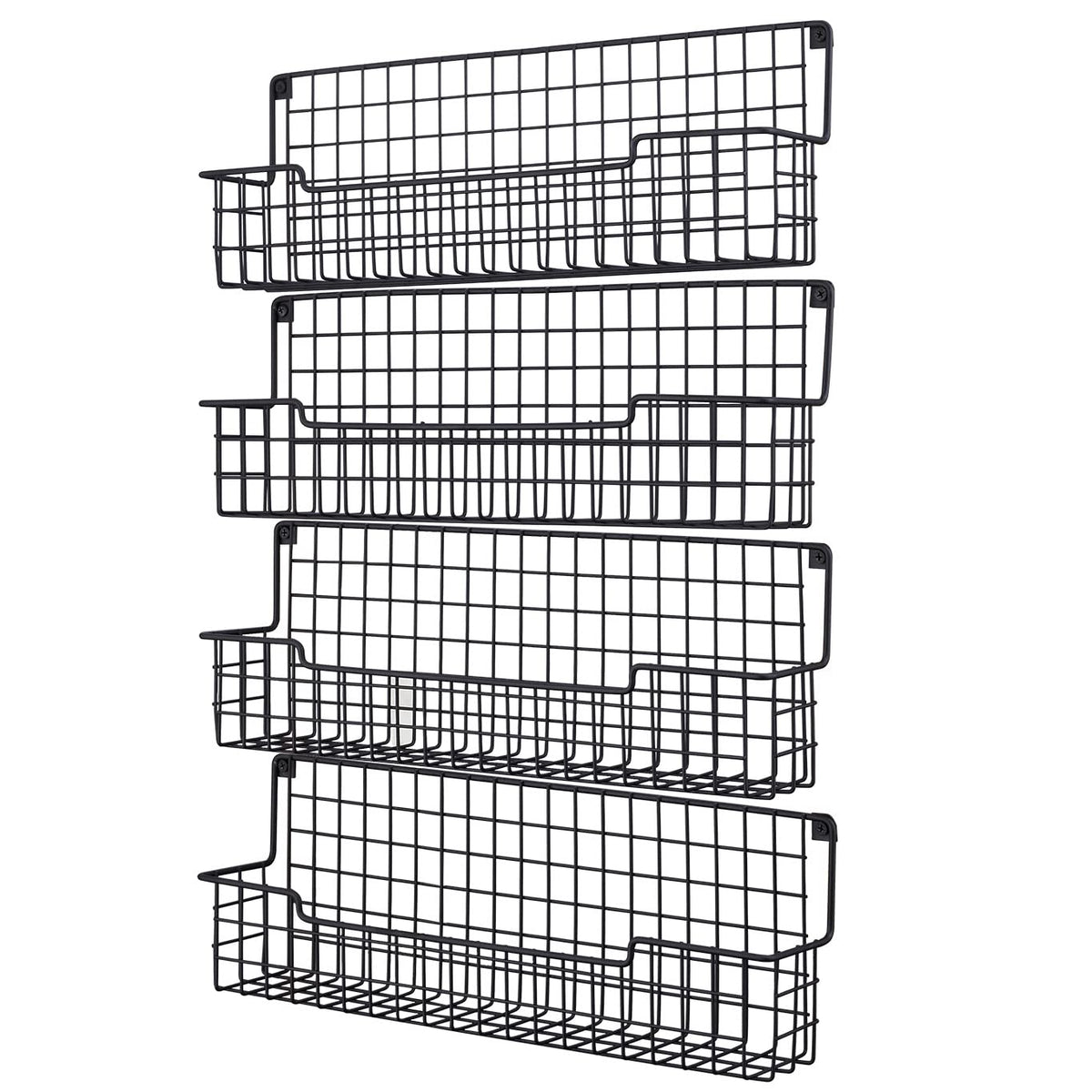 AURIKAR Spice Rack Wall Mount, Spice Organizer for Cabinet & Pantry Door, Set of 4 Hanging Spice Rack Saving Space for Kitchen,