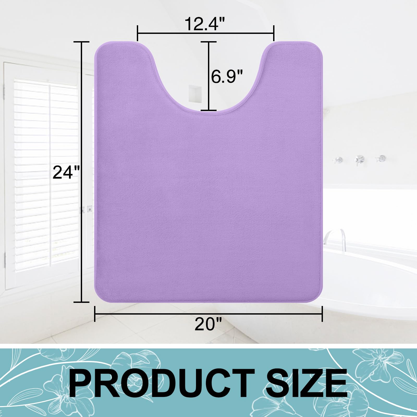 Smiry Memory Foam U-Shaped Toilet Bathroom Rugs, Extra Soft Absorbent Non-Slip Contoured Rugs, Machine Washable Contour Bath Mat