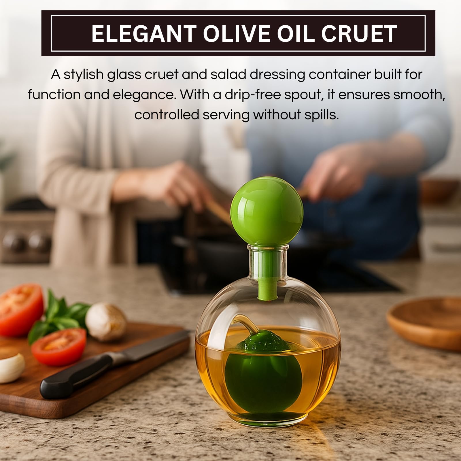 Premium Italian Design Oil Dispenser – 10oz Borosilicate Glass Carafe
