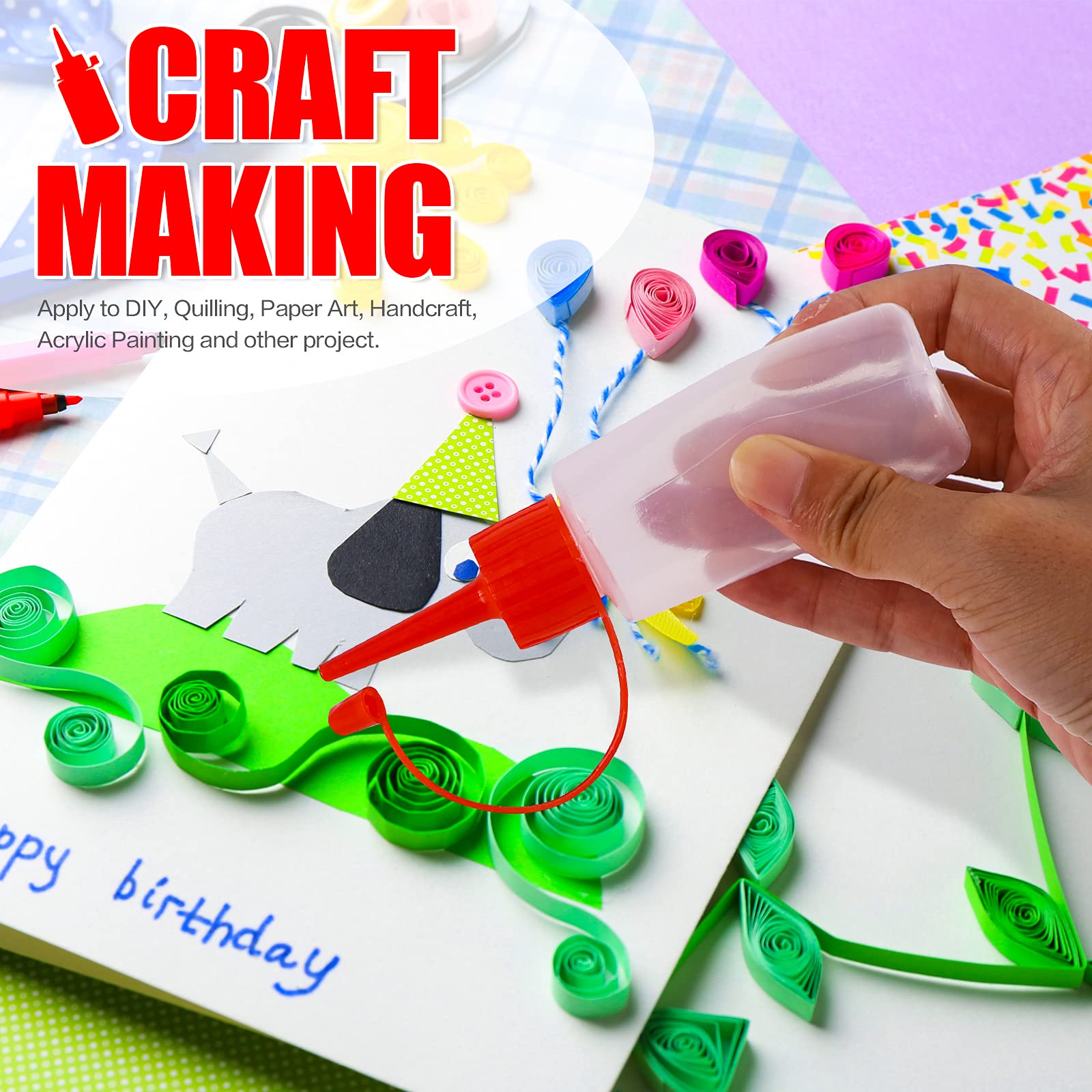 Kinmad 12 Pcs 2 Oz Plastic Empty Squeeze Paint Crafts Bottles Glue Bottles, Condiment Squeeze Bottles, Cake Decorating Squeeze B