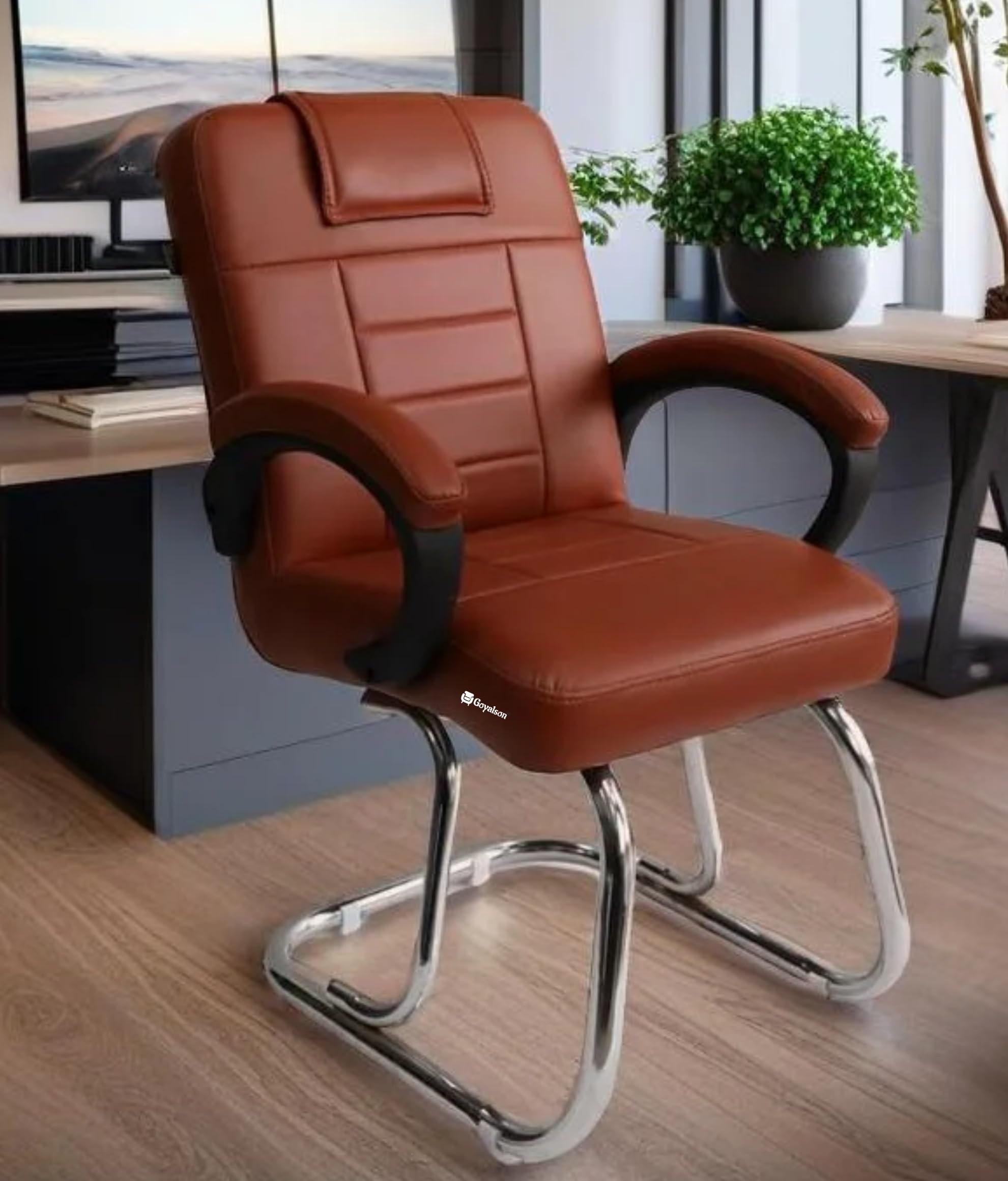 Goyal Steel & Furniture Executive Office Chair With Cushioned Armrests, Seat & Back, Ideal For Home, Study, Reception, And Libra