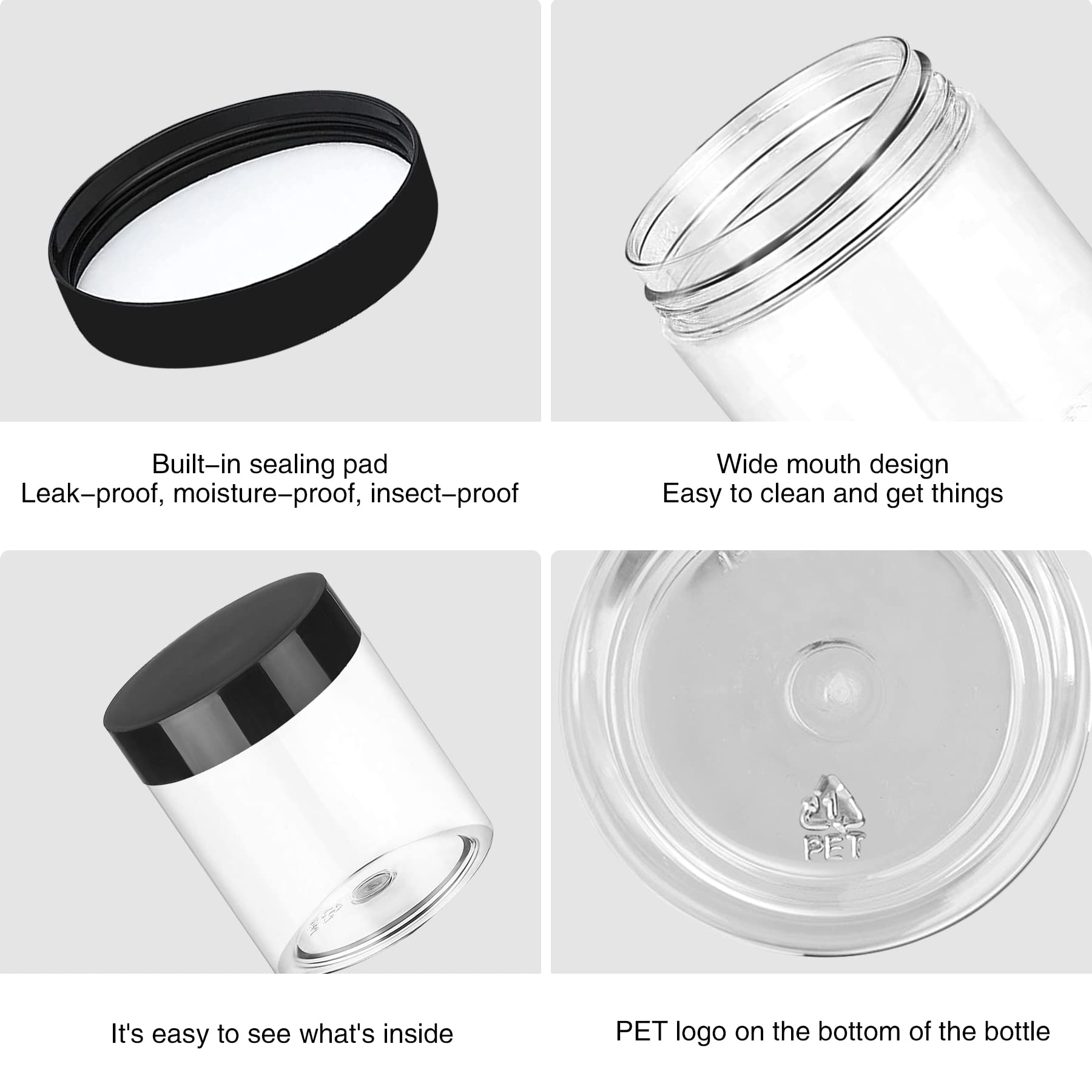 Plastic Jars With Lids 4Oz 48Pcs,Small Cosmetic Slime Containers Clear Travel Round Jars Empty Refillable Sample Containers Leak