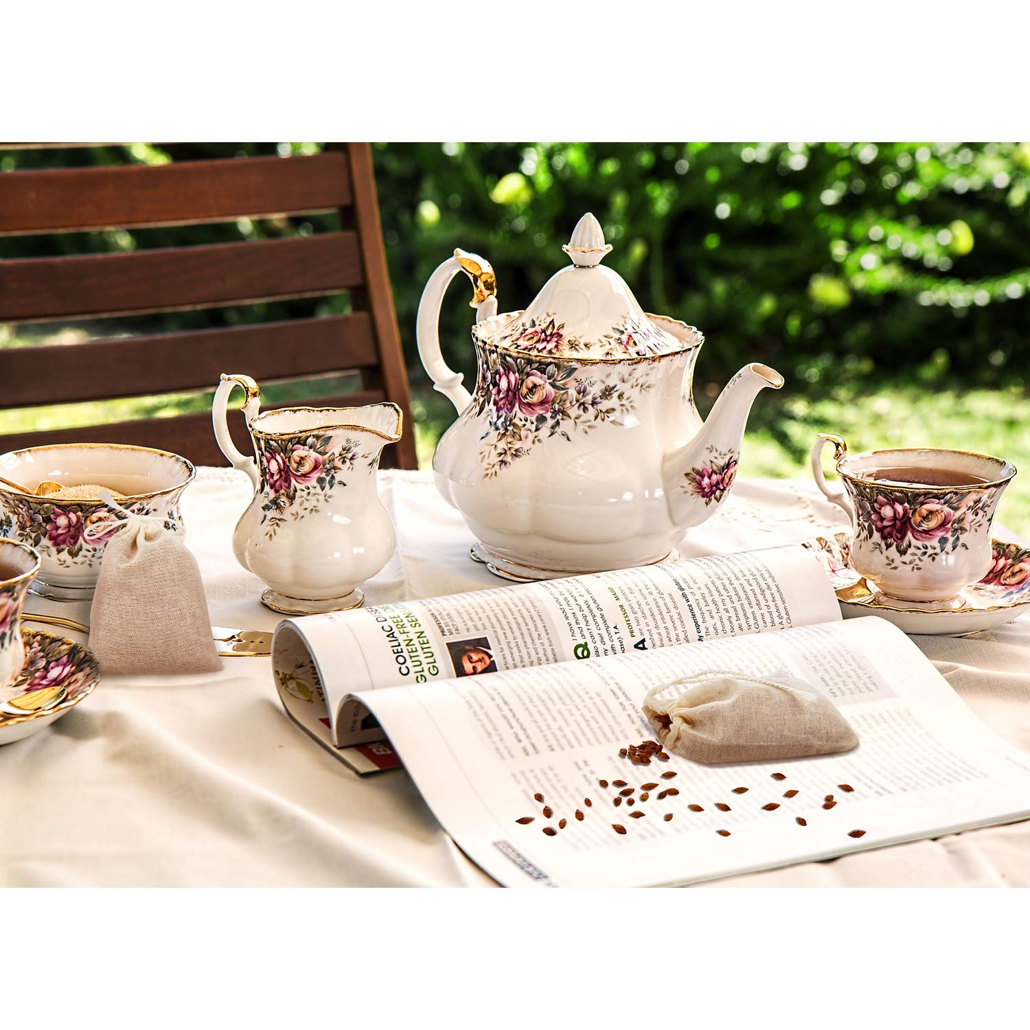 Boao 50 Pcs Cheese Cloth Tea Bags 4 X 3 Inch For Straining Reusable Tea Filter Bag For Loose Tea Empty Tea Bags Soup Bags Spice